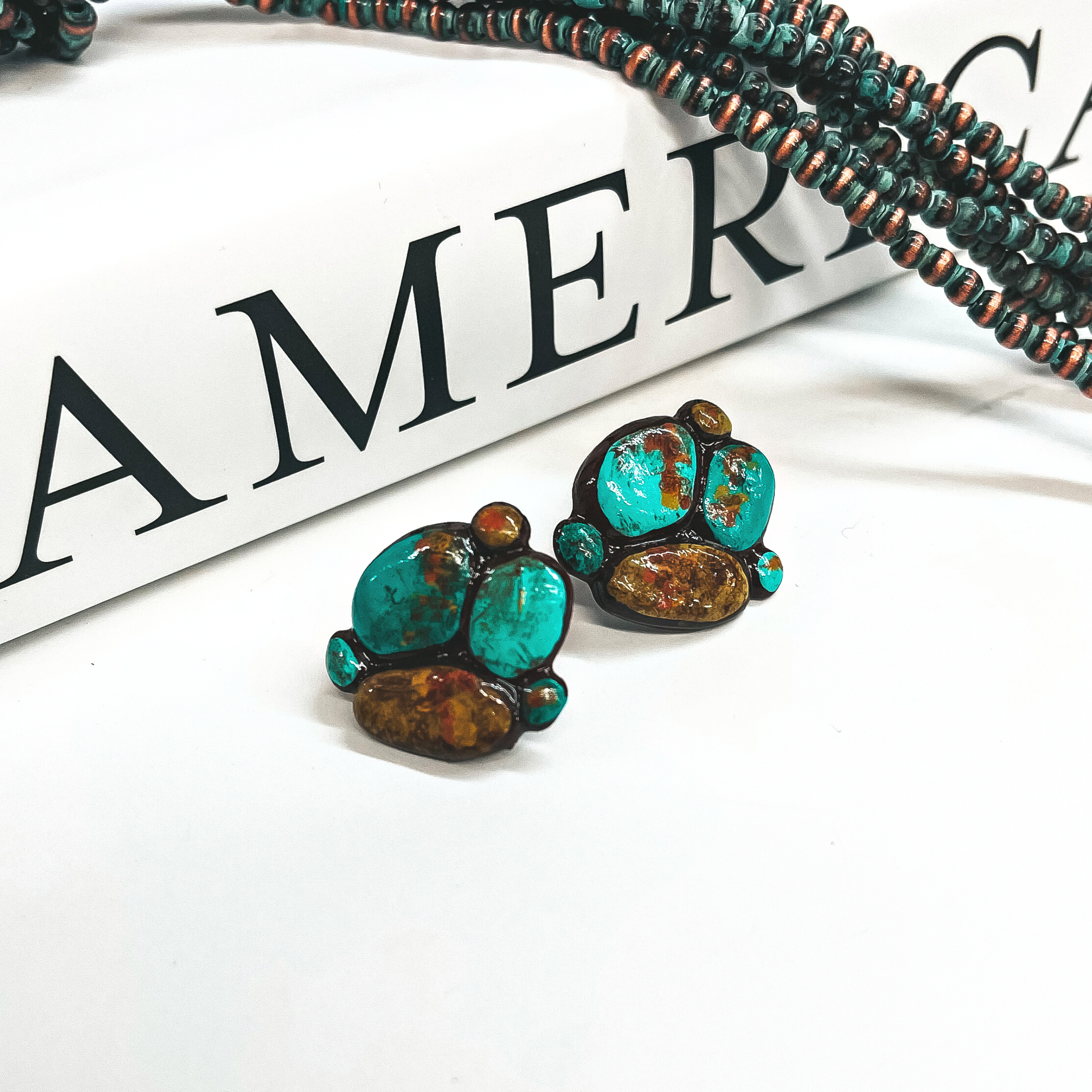 Wanderlust Clay Post Back Earrings in Turquoise - Giddy Up Glamour Boutique