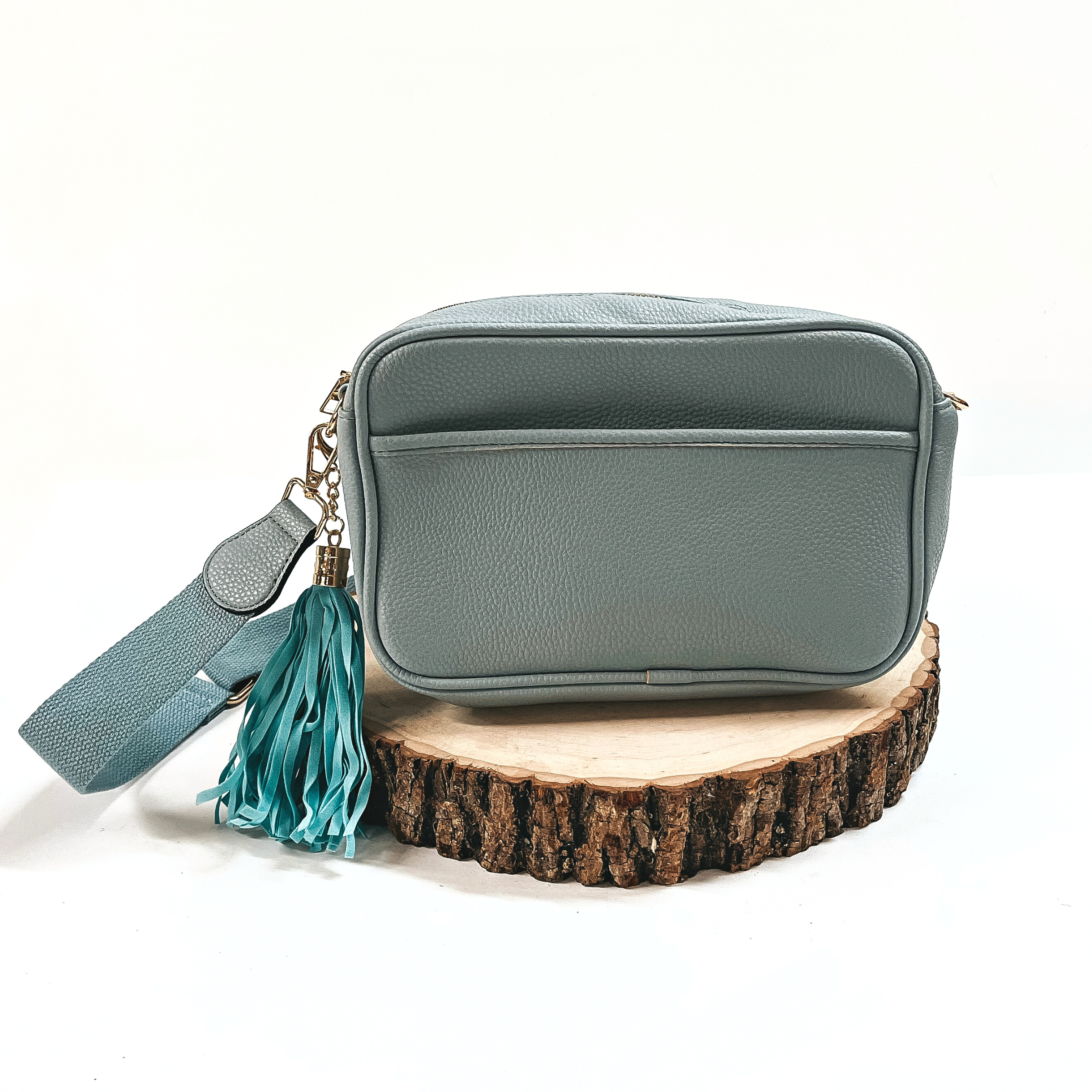 Lovin' Life Small Rectangle Crossbody Purse in Dusty Light Blue - Giddy Up Glamour Boutique