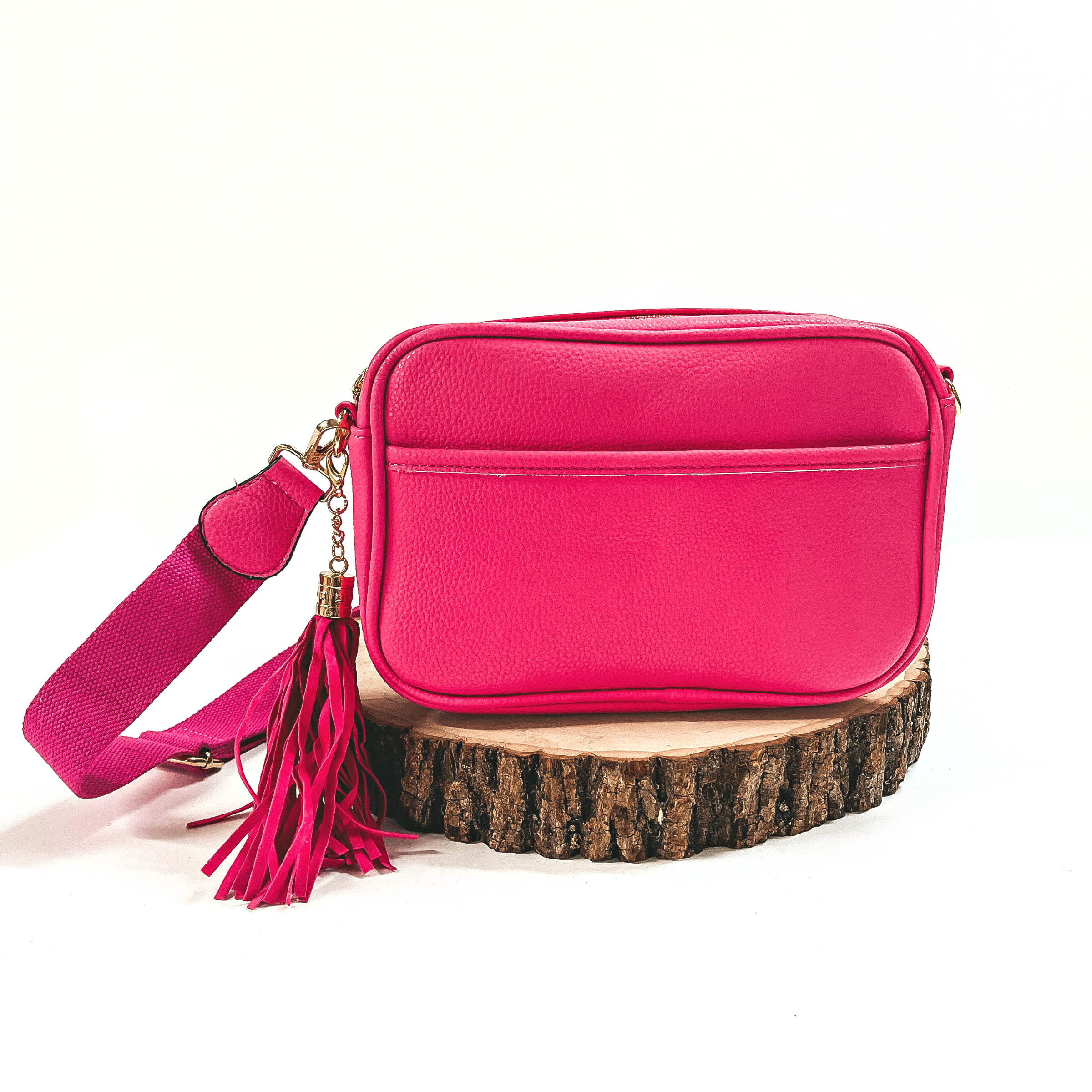 Lovin' Life Small Rectangle Crossbody Purse in Fuchsia - Giddy Up Glamour Boutique