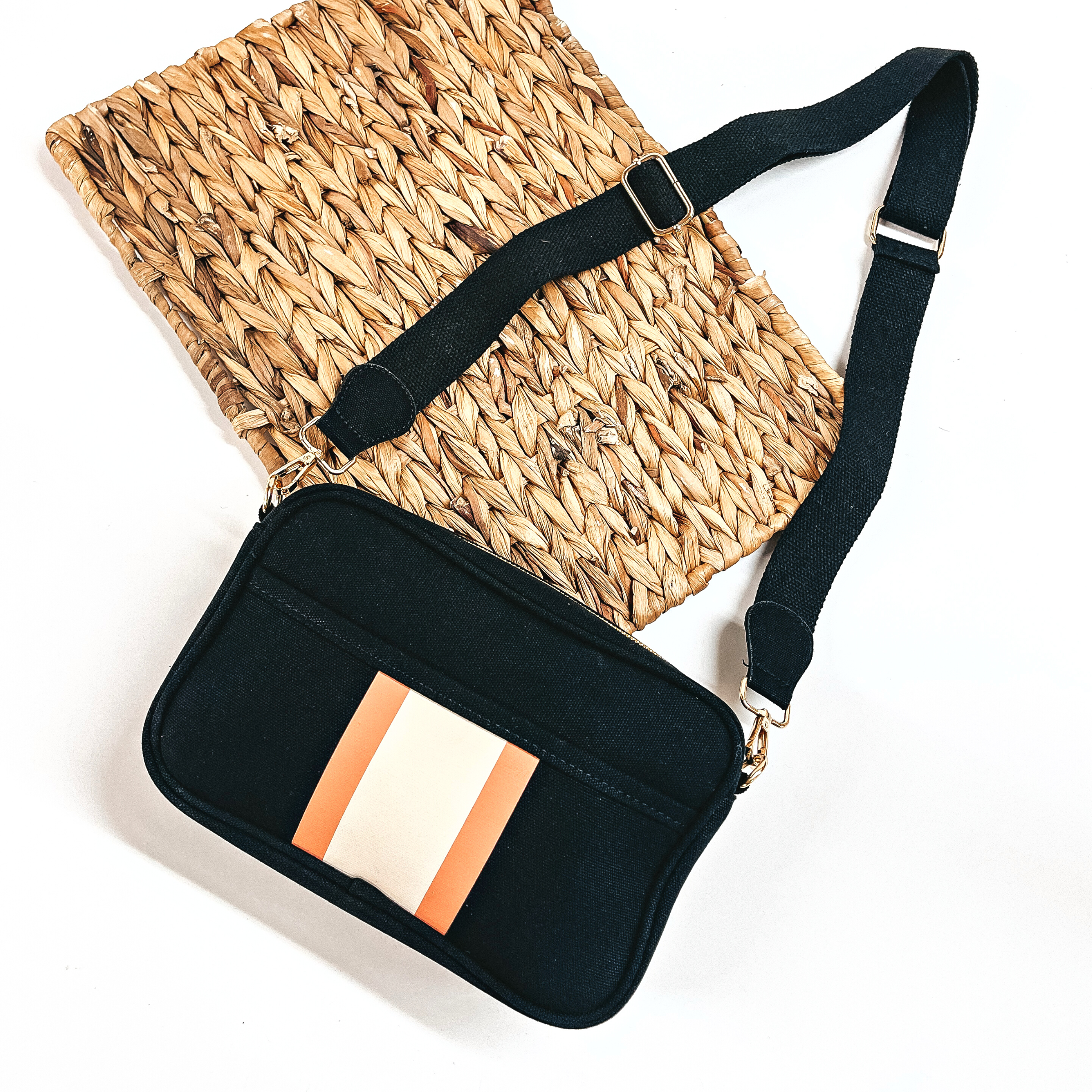 Special Treat Multicolored Striped Crossbody Bag in Black - Giddy Up Glamour Boutique