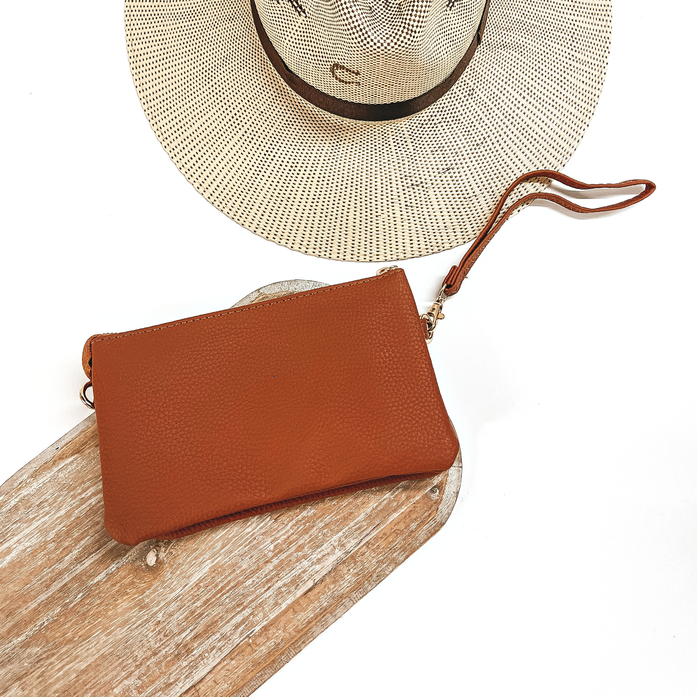 Dashing Darling Zip-Around Wallet with Removeable Strap in Tan - Giddy Up Glamour Boutique
