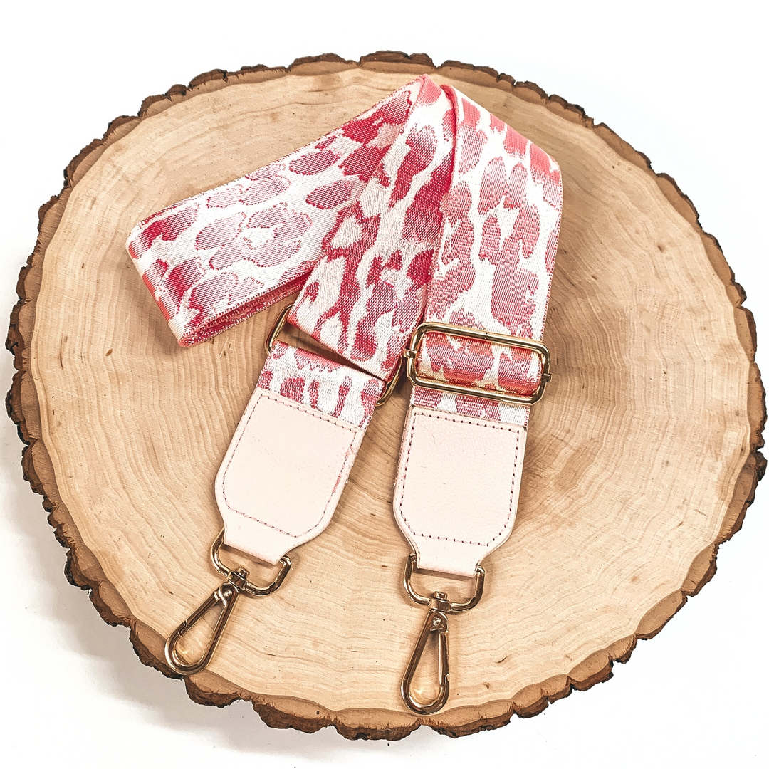 Leopard Print Adjustable Purse Strap in White and Light Pink - Giddy Up Glamour Boutique