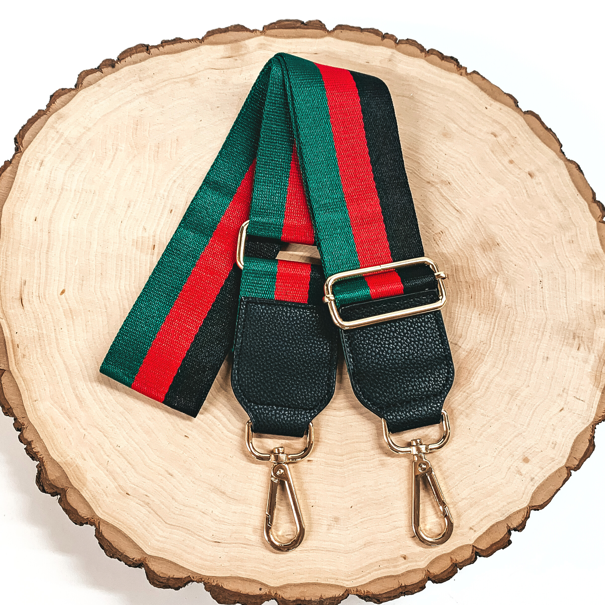Multicolored Striped Adjustable Purse Strap in Green, Red, and Black - Giddy Up Glamour Boutique