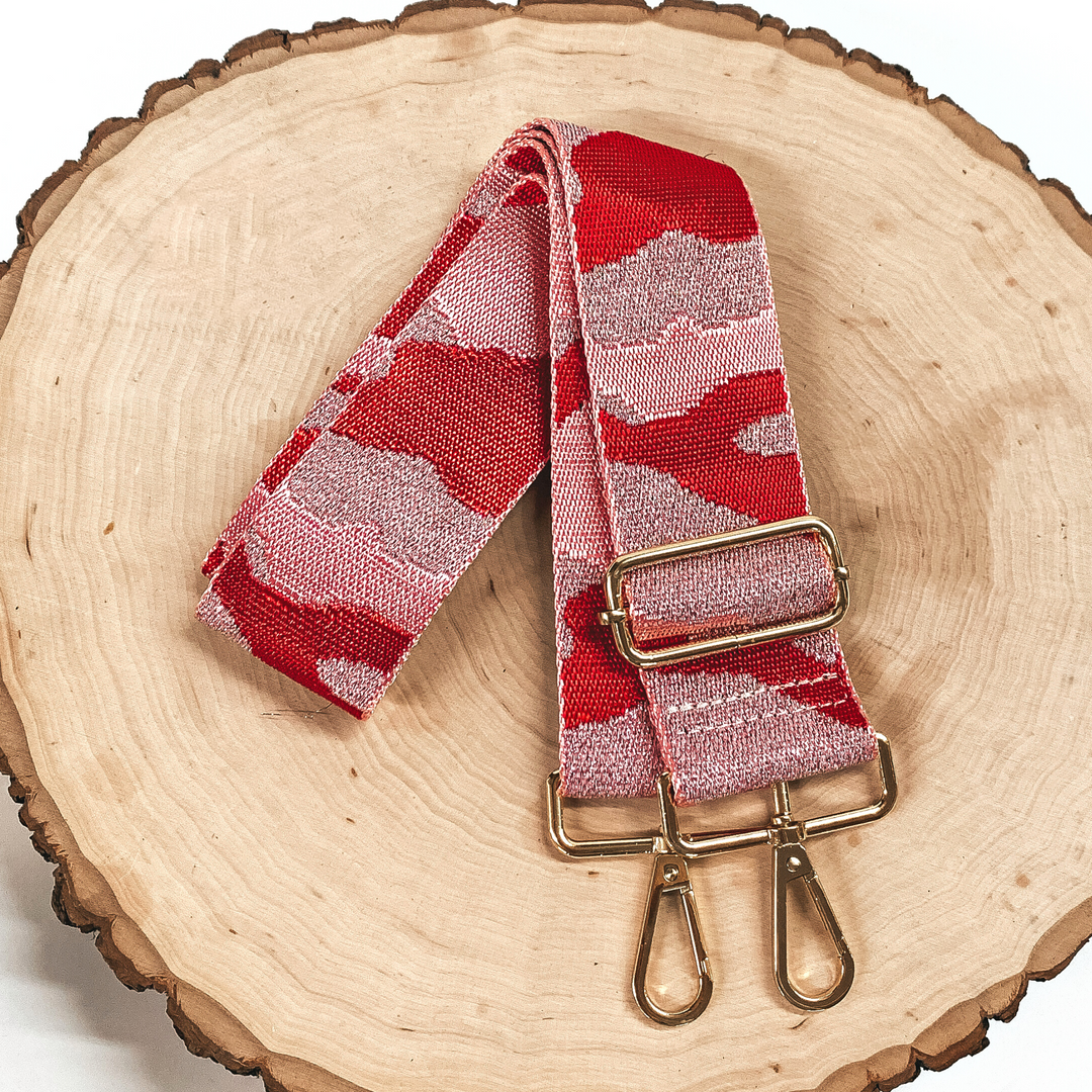 Camo Print Adjustable Purse Strap in Red and Light Pink Mix - Giddy Up Glamour Boutique
