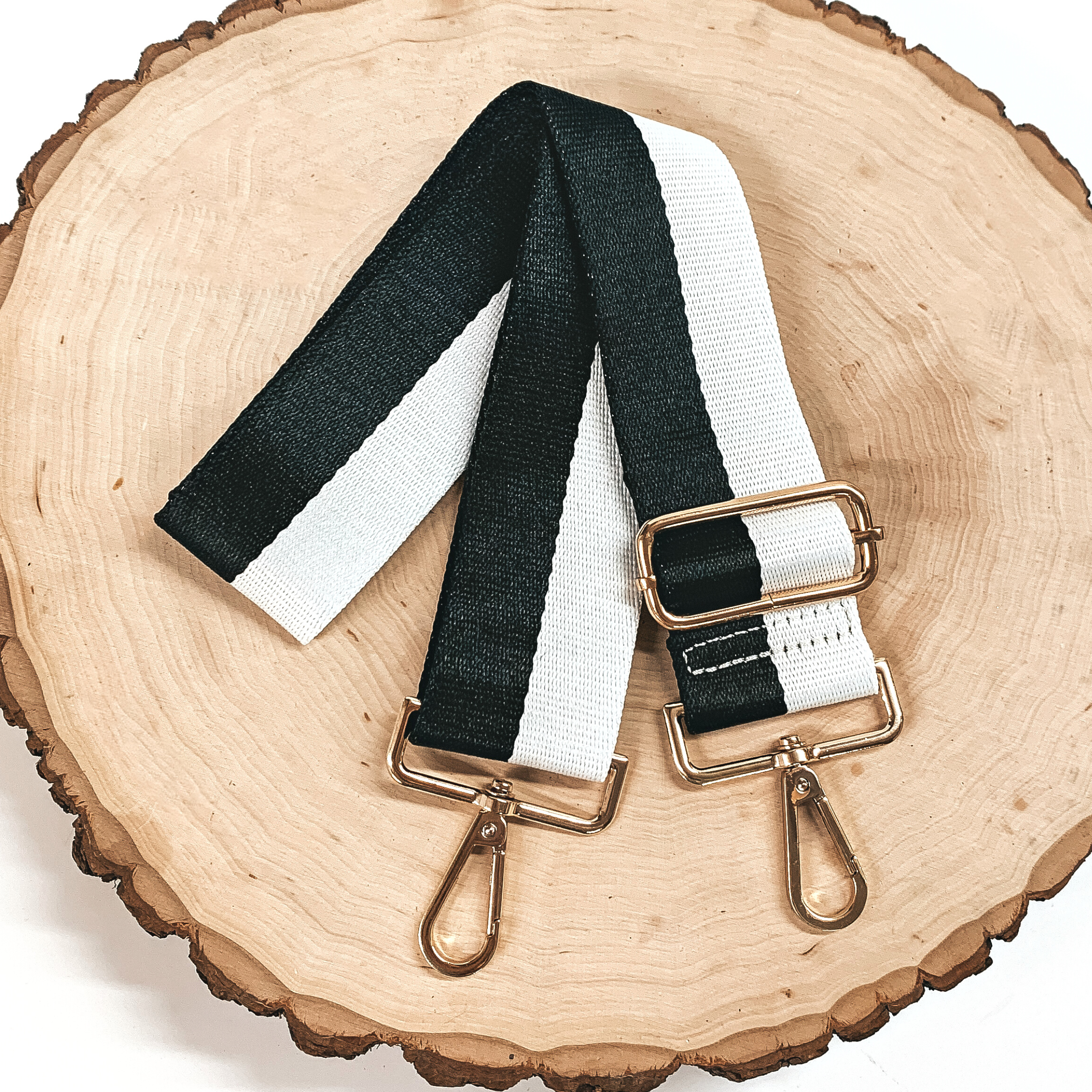 Striped Adjustable Purse Strap in Black and White - Giddy Up Glamour Boutique