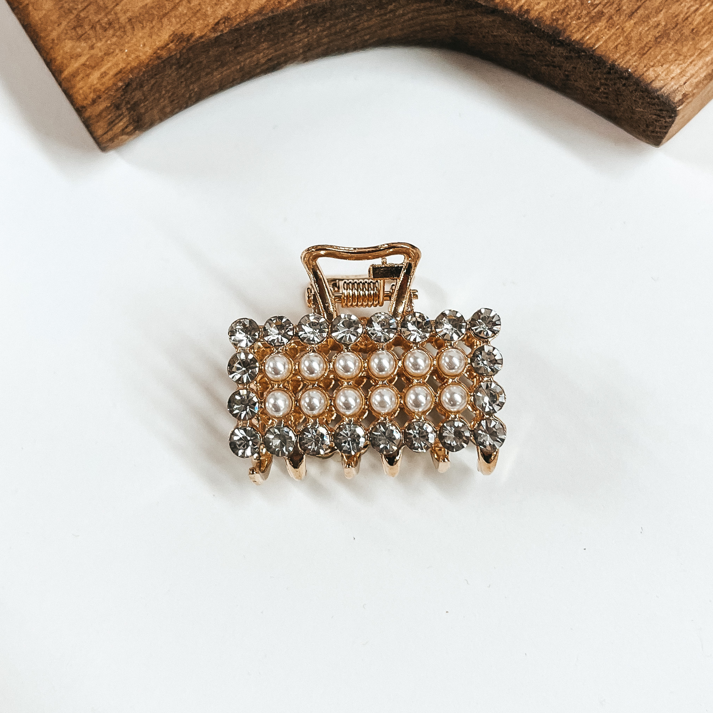 Dainty Rectangle Shaped Embellished Hair Clip - Giddy Up Glamour Boutique