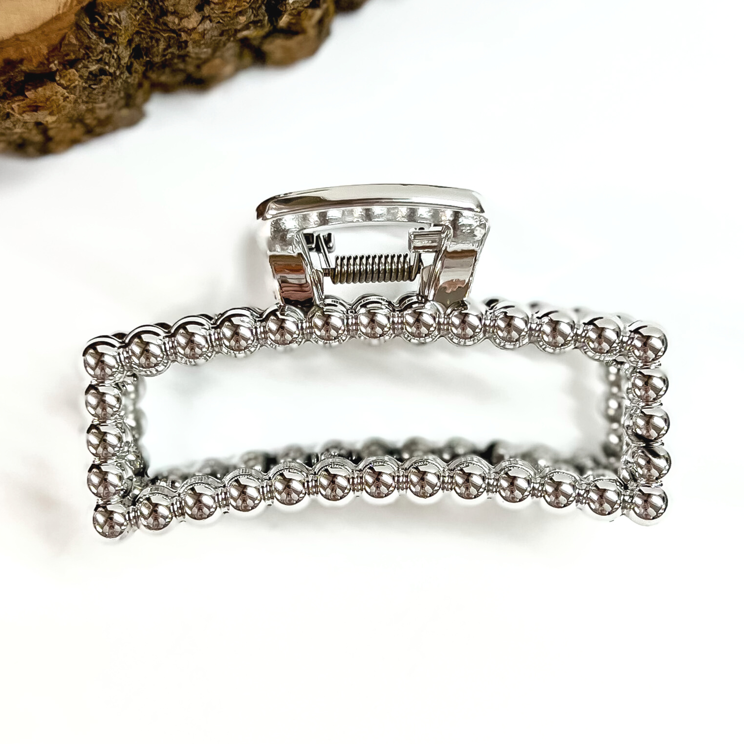 Long Rectangle Beaded Textured Shiny Hair Clip in Various Colors - Giddy Up Glamour Boutique