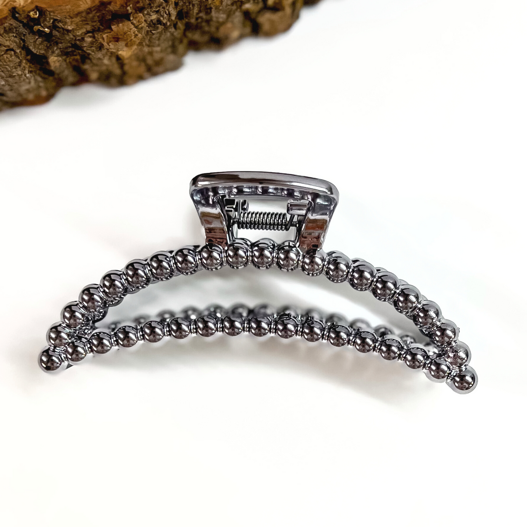 Long Dome Beaded Textured Shiny Hair Clip in Various Colors - Giddy Up Glamour Boutique