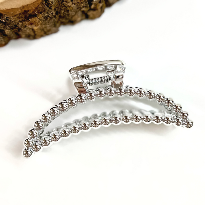 Long Dome Beaded Textured Shiny Hair Clip in Various Colors - Giddy Up Glamour Boutique