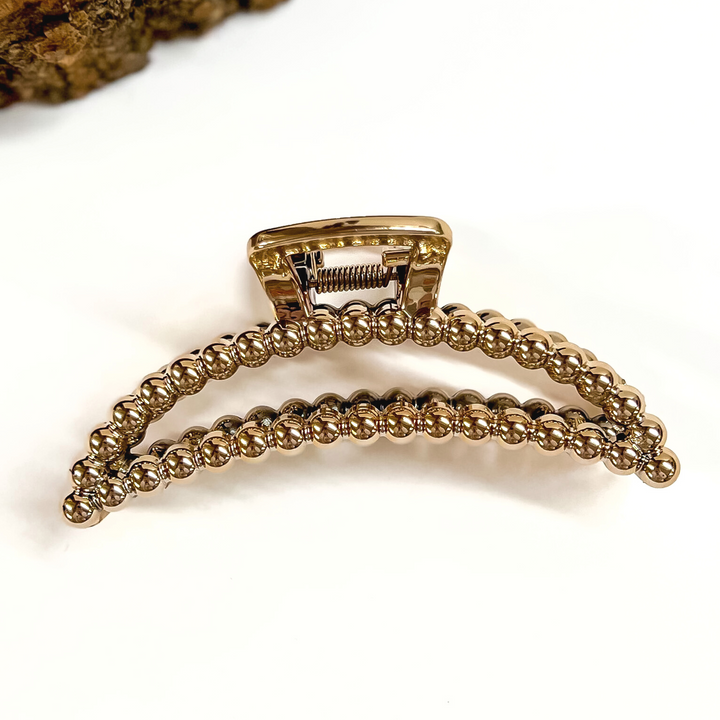 Long Dome Beaded Textured Shiny Hair Clip in Various Colors - Giddy Up Glamour Boutique