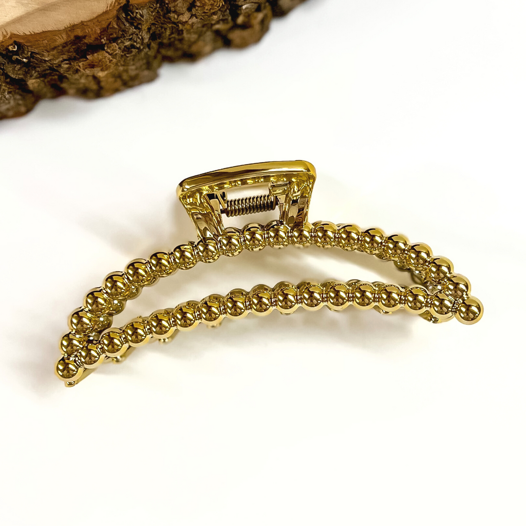 Long Dome Beaded Textured Shiny Hair Clip in Various Colors - Giddy Up Glamour Boutique