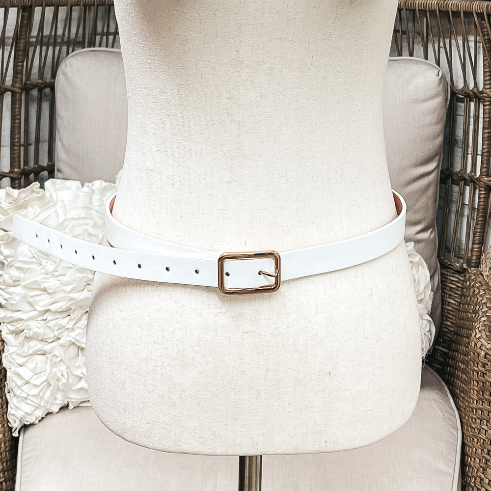 Set of Three | Skinny Fashion Belts in Black, White, and Nude - Giddy Up Glamour Boutique