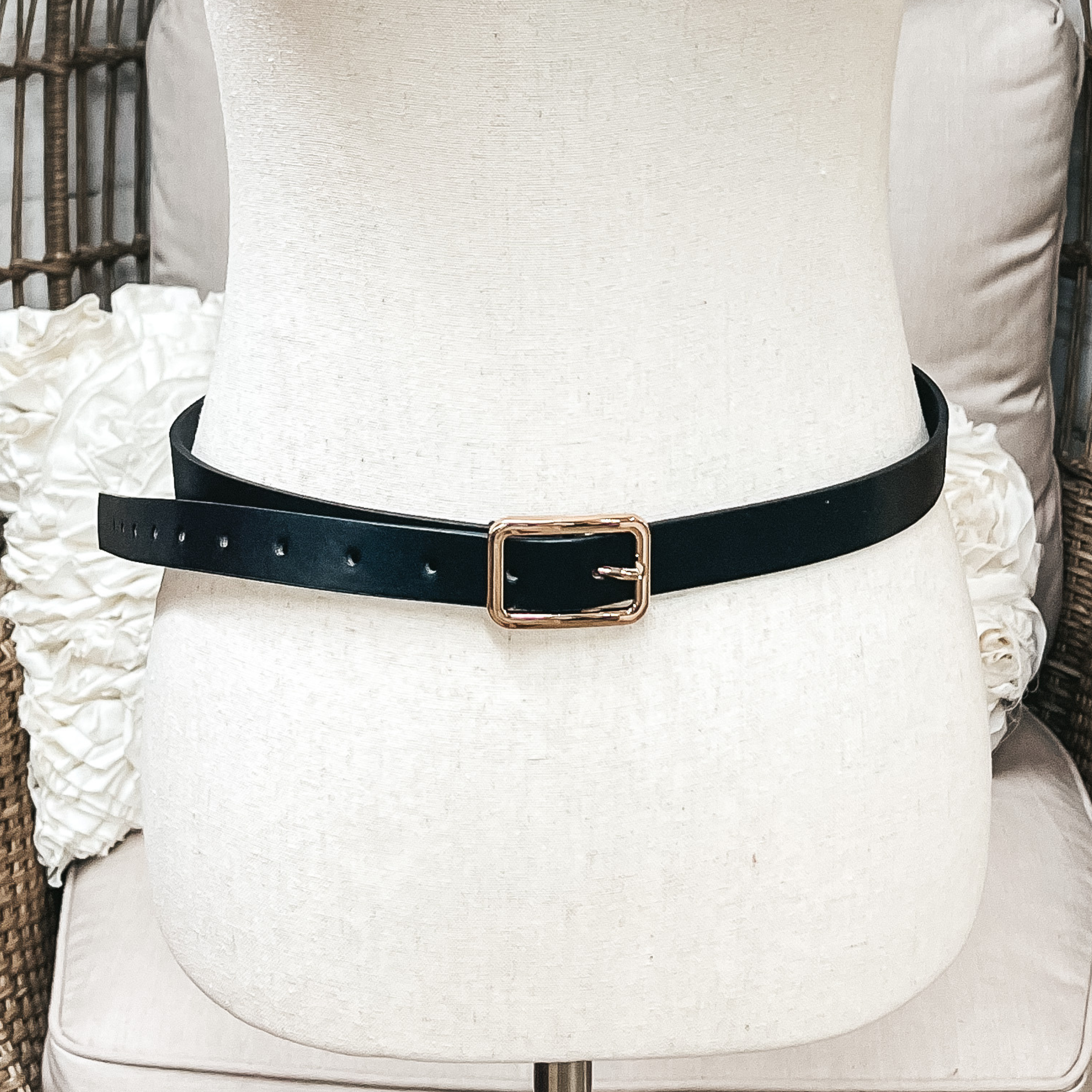Set of Three | Skinny Fashion Belts in Black, Cognac, and Ivory