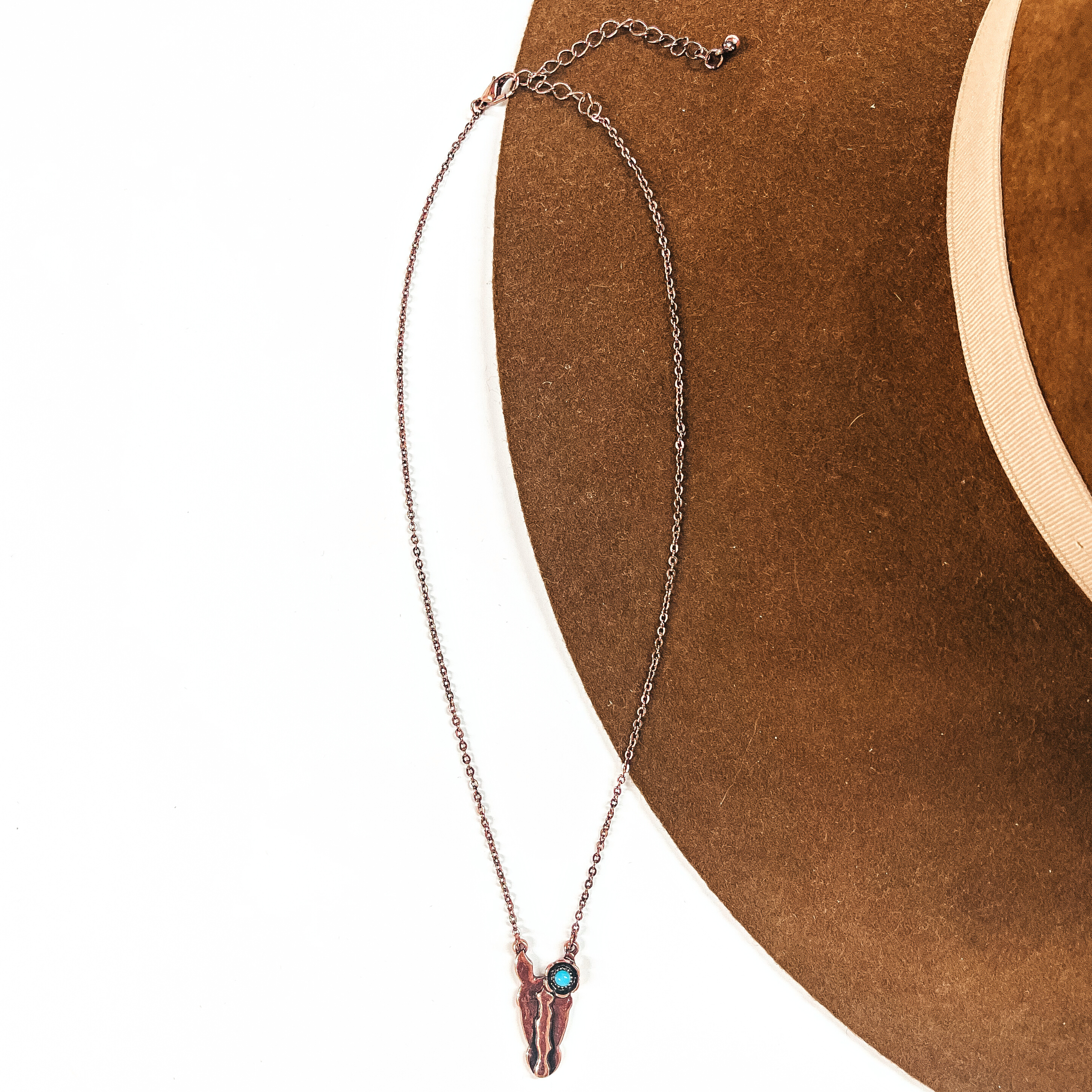 Chain Necklace with Horse Head Pendant in Copper Tone - Giddy Up Glamour Boutique