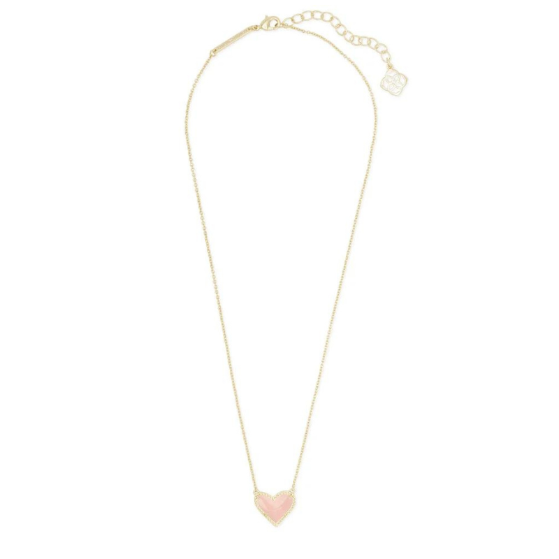 Kendra Scott | Ari Heart Gold Pendant Necklace in Rose Quartz - Giddy Up Glamour Boutique