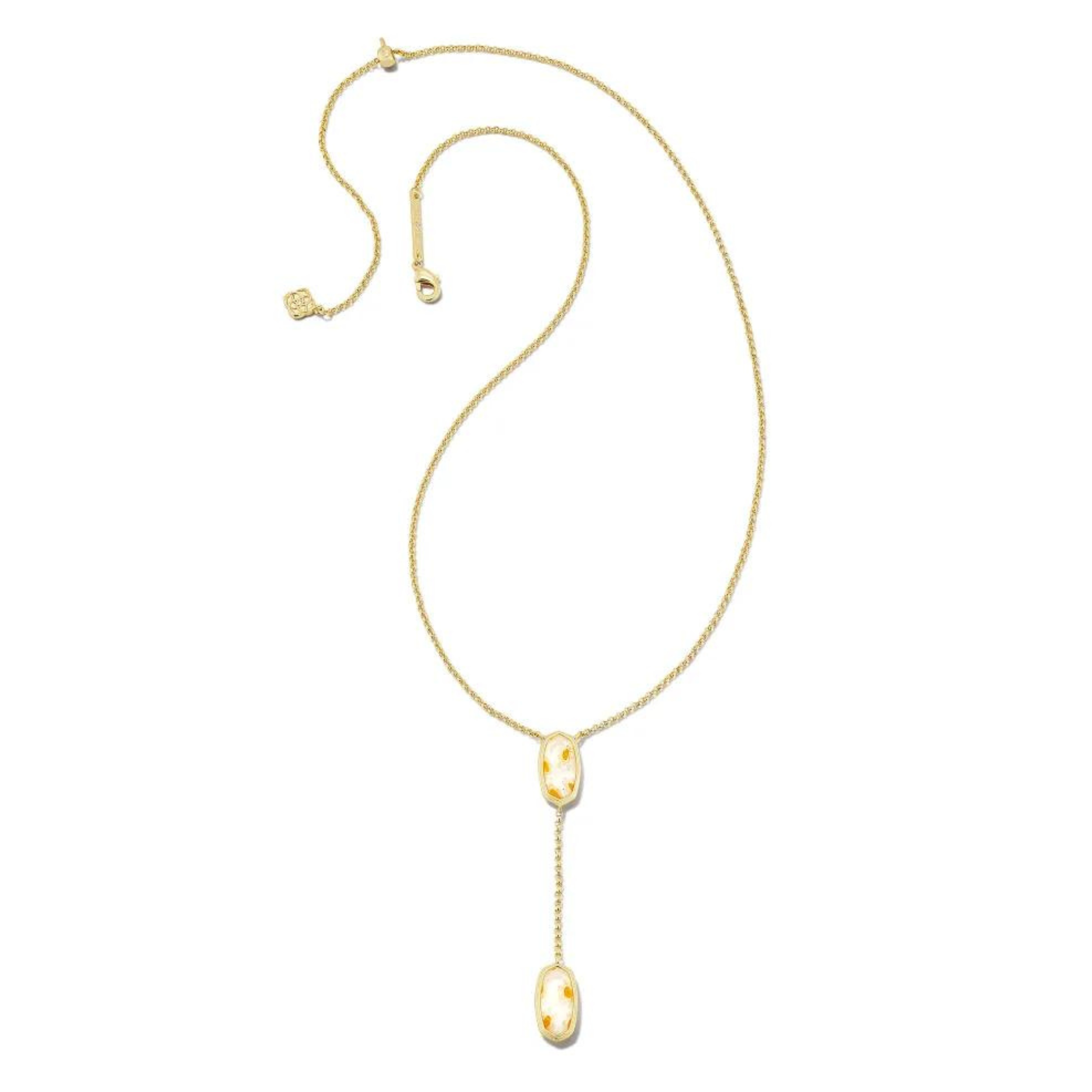 Kendra Scott | Elisa Y Framed Neklace in Gold White Mosaic Glass - Giddy Up Glamour Boutique