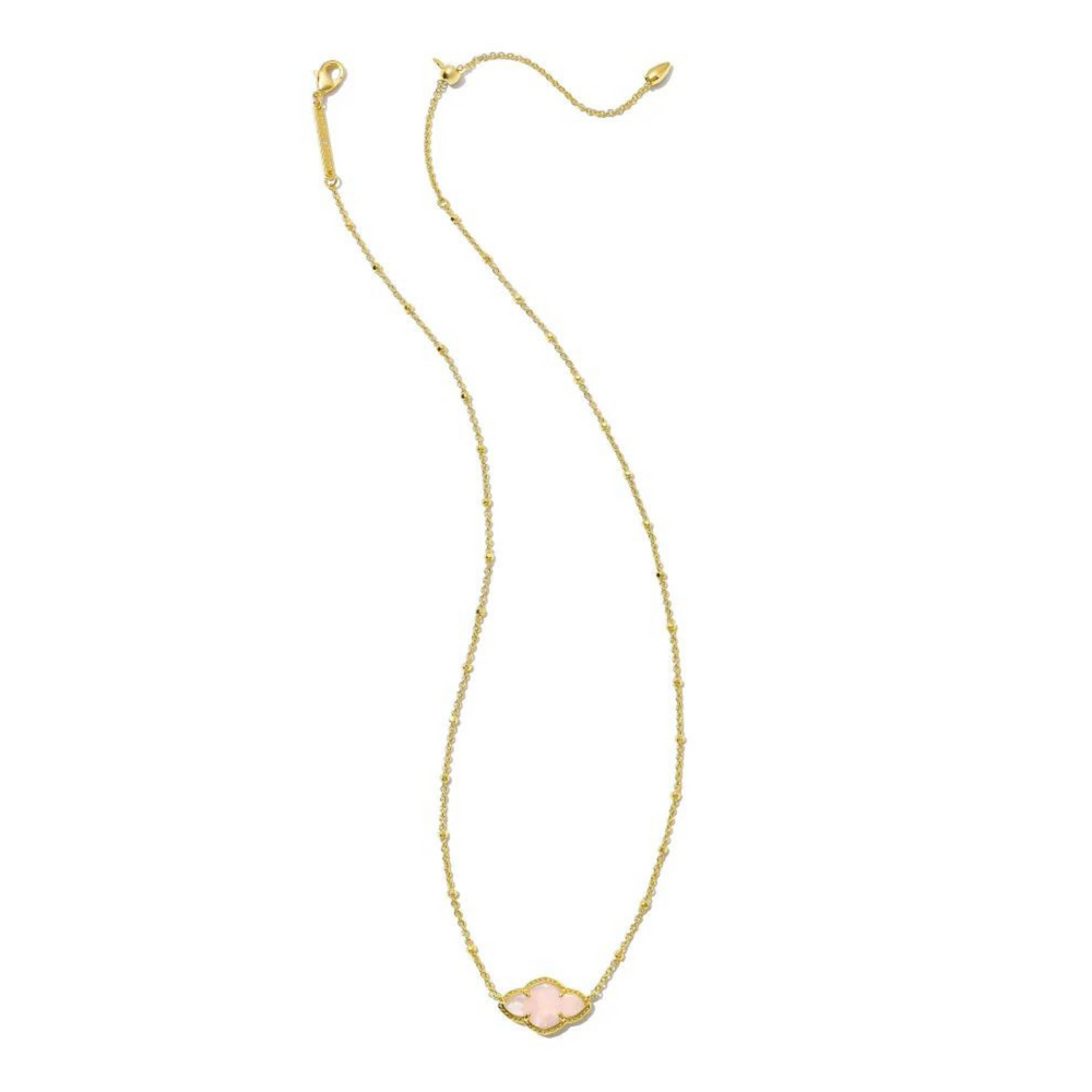 Kendra Scott | Abbie Gold Pendant Necklace in Rose Quartz - Giddy Up Glamour Boutique