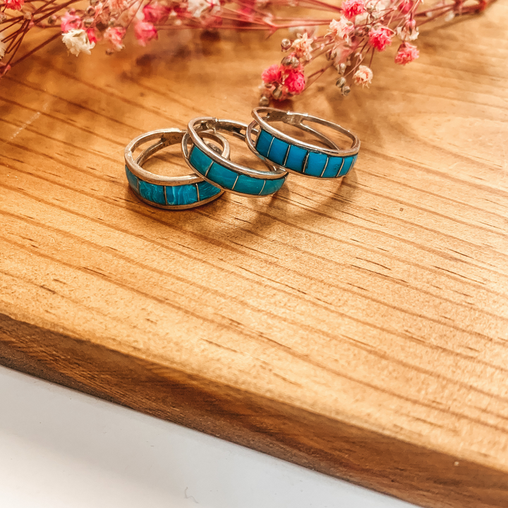 Various Artists | Navajo Handmade Sterling Silver Ring with Deep Blue Turquoise Inlay - Giddy Up Glamour Boutique