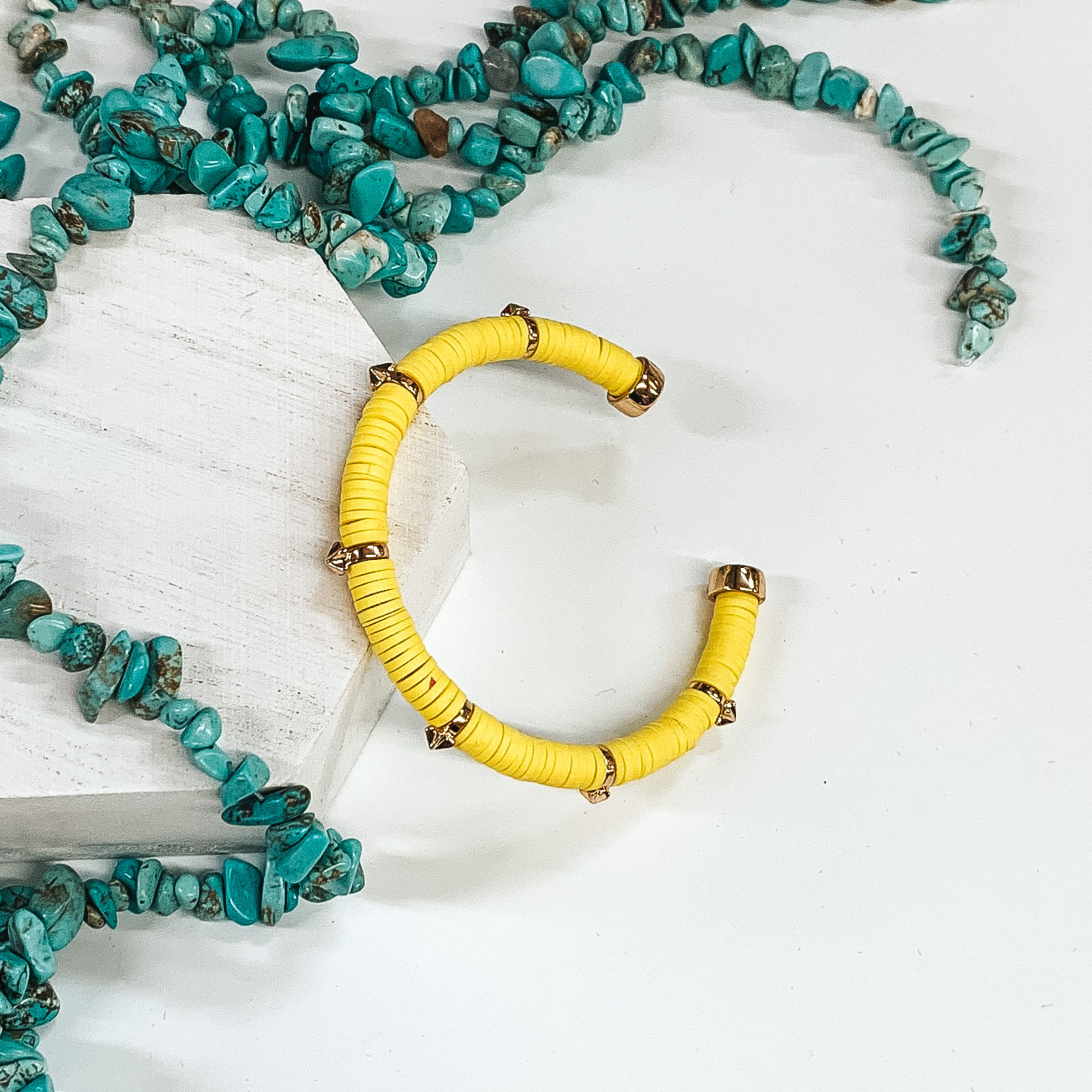 Lost in Paradise Disc Bead Bracelet in Yellow - Giddy Up Glamour Boutique