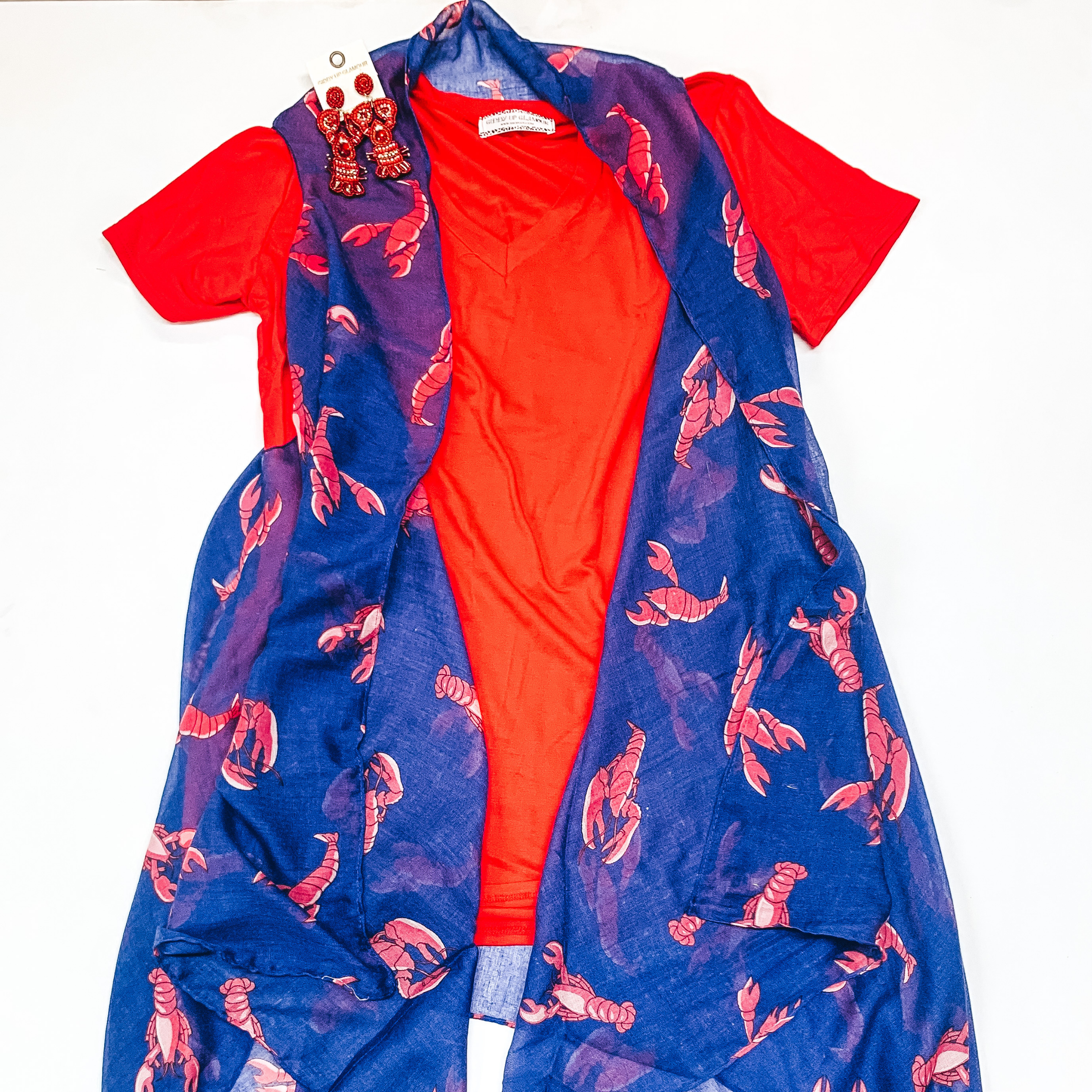 I Wanna Be Loved Bayou Sheer Crawfish Vest in Royal Blue - Giddy Up Glamour Boutique