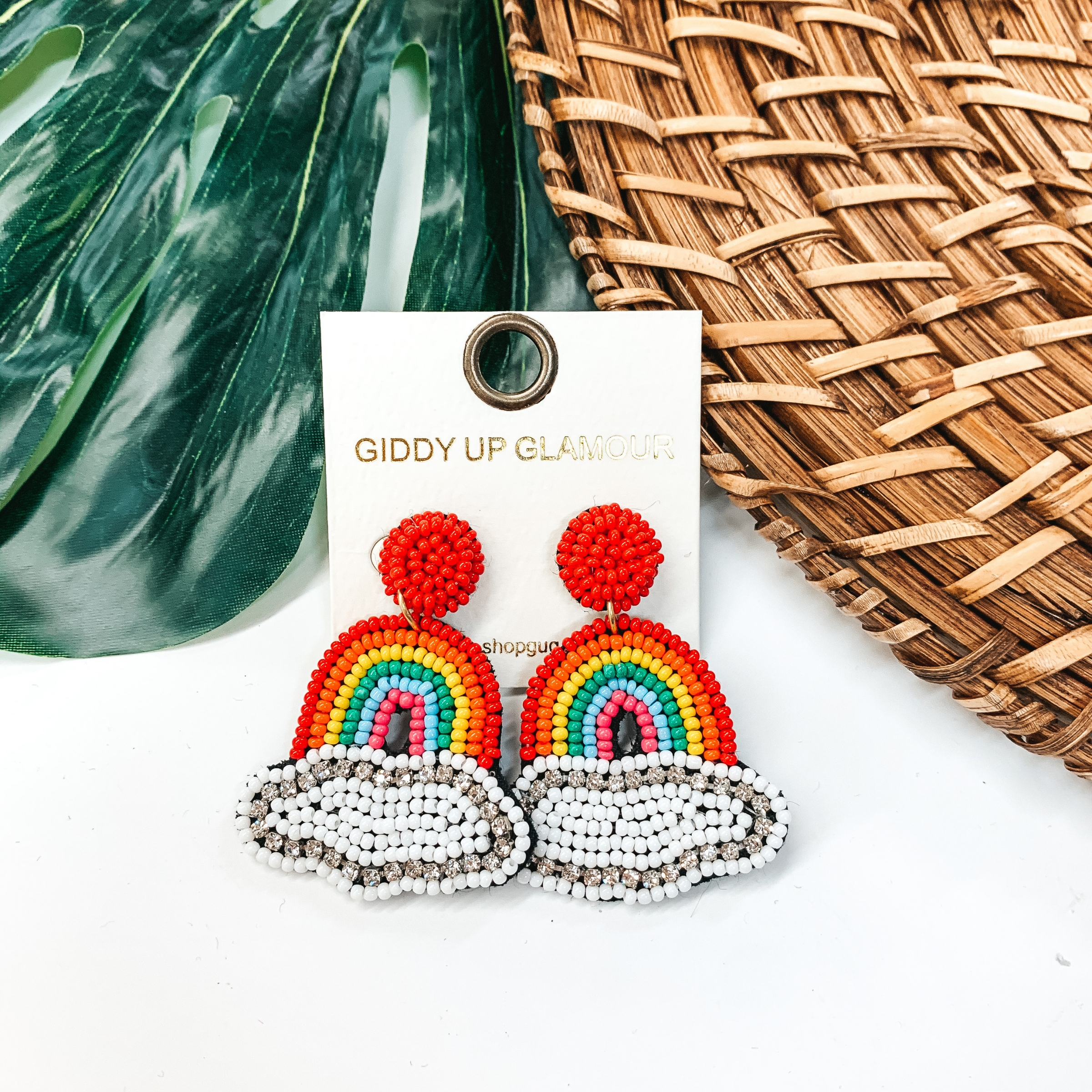 Seed Beaded Rainbow Post Earrings - Giddy Up Glamour Boutique