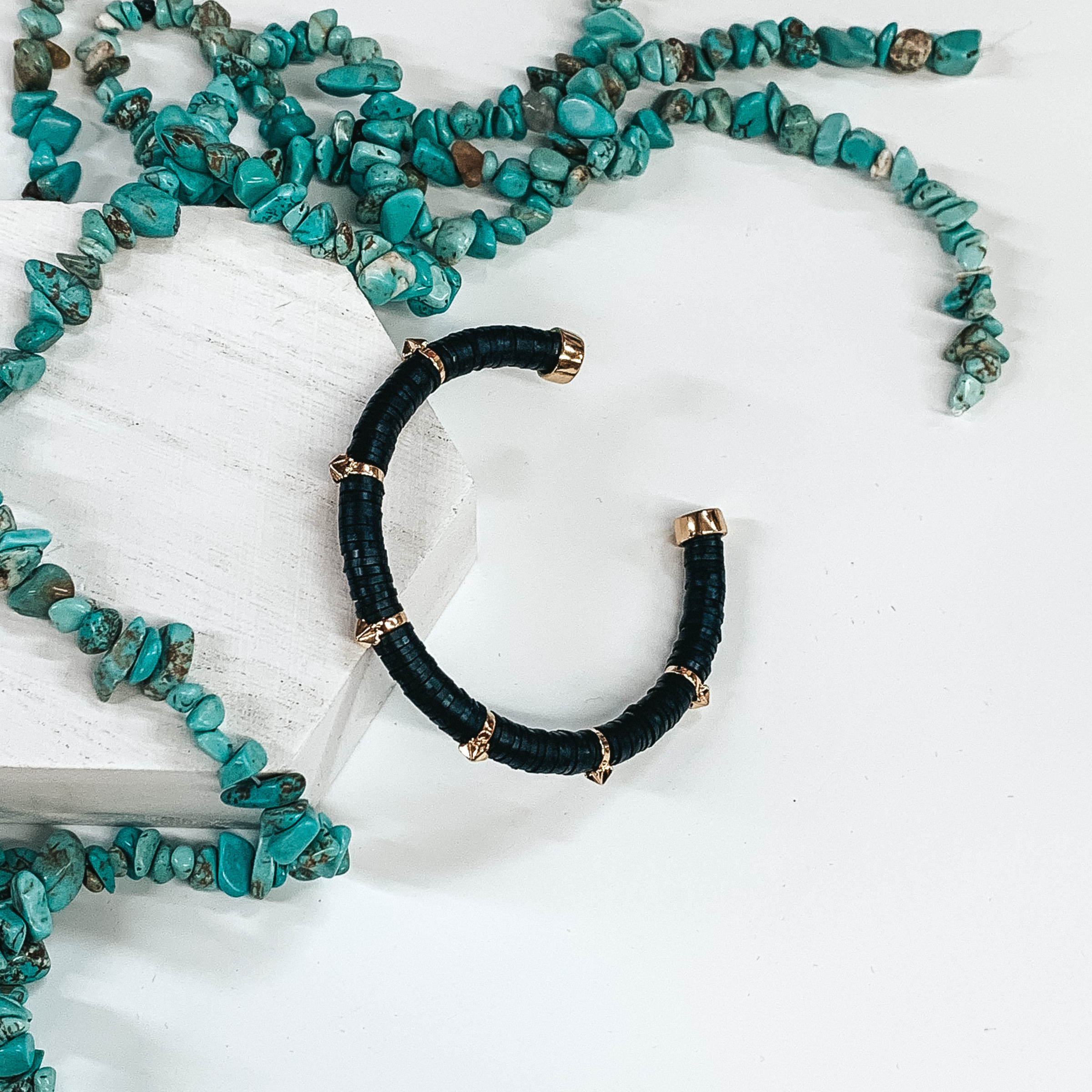 Lost in Paradise Disc Bead Bracelet in Black - Giddy Up Glamour Boutique