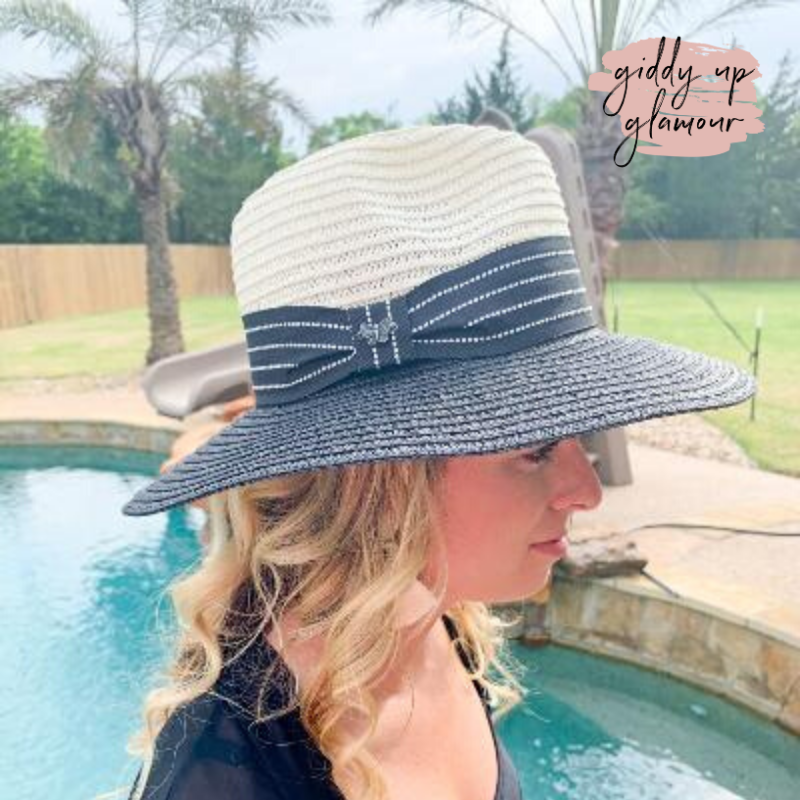 Filled To The Brim Two-Toned Hat in Beige and Black - Giddy Up Glamour Boutique