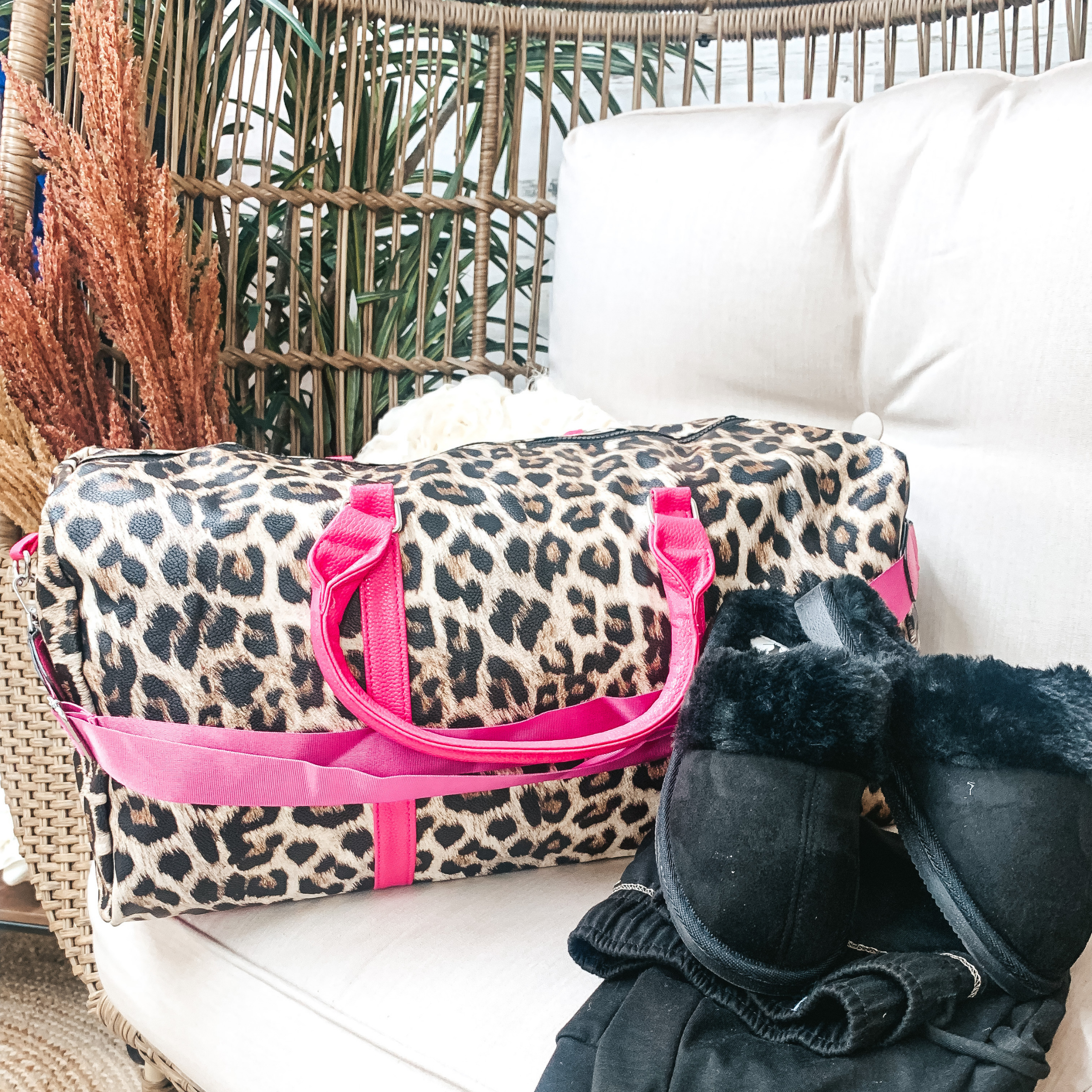 Star of the Sleepover Leopard Duffel Bag in Pink - Giddy Up Glamour Boutique