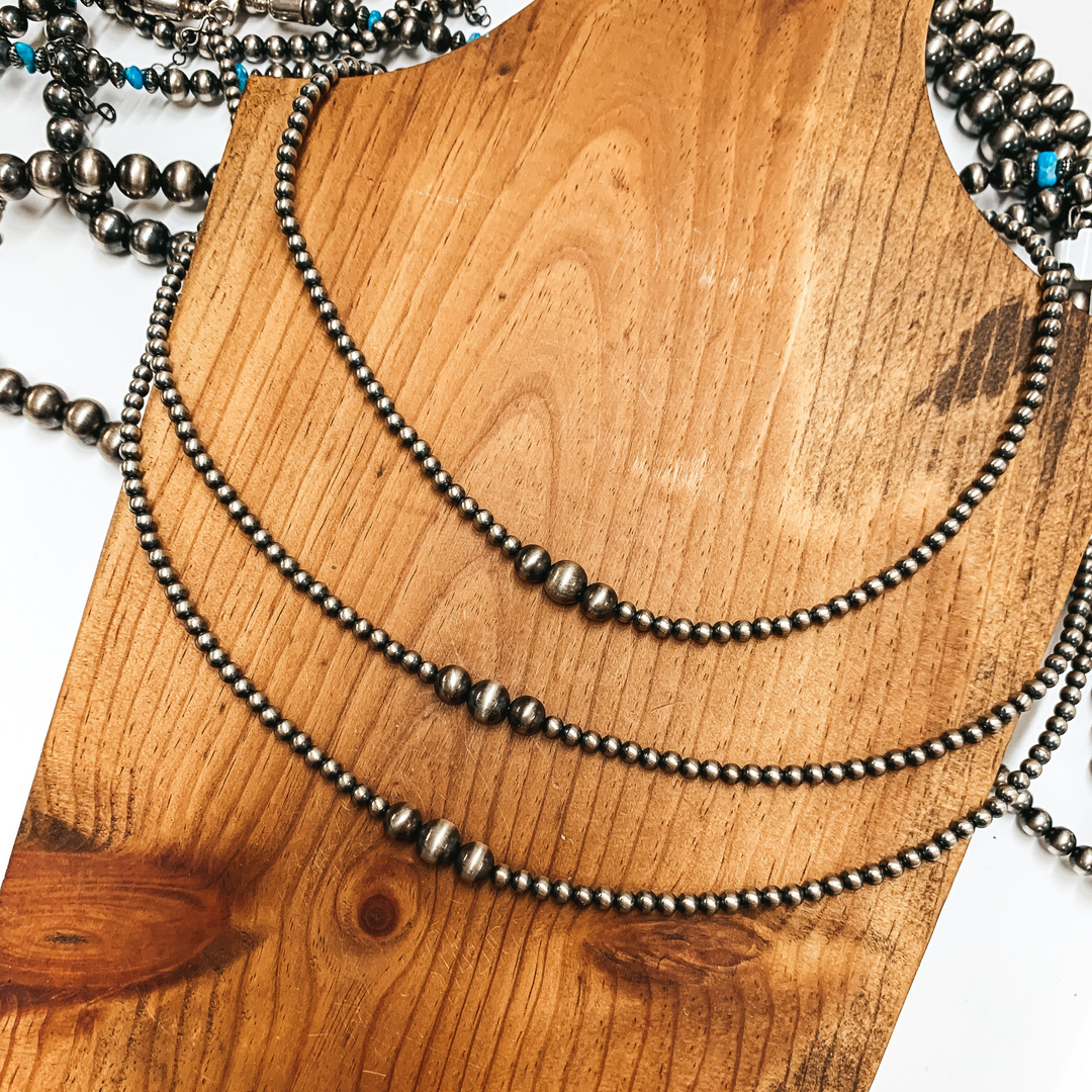 Navajo | Navajo Handmade 4mm Sterling Silver 18 inch Navajo Pearl Necklace with Graduated Pearls - Giddy Up Glamour Boutique