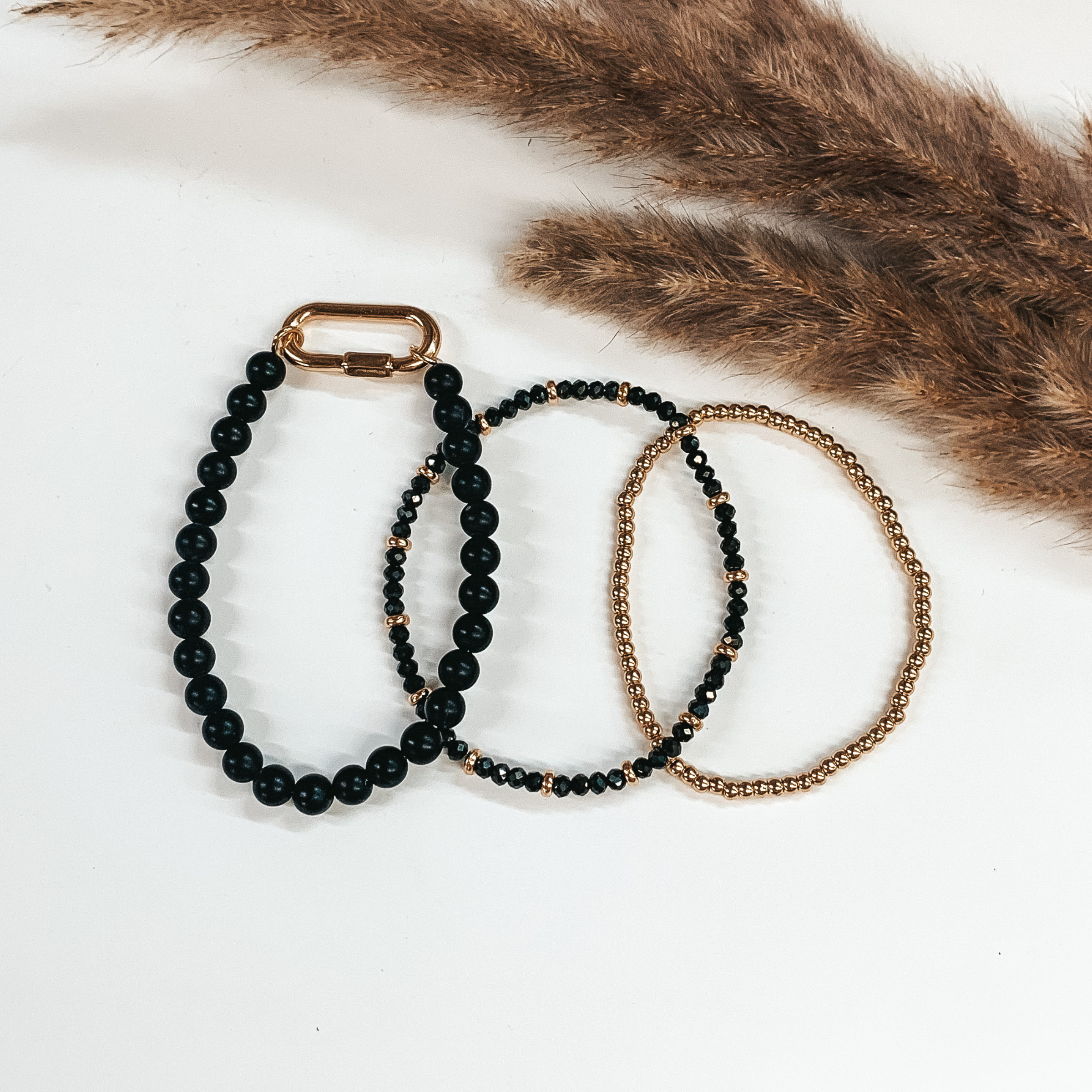 Pebble Beach Bracelets in Black/Gold - Giddy Up Glamour Boutique