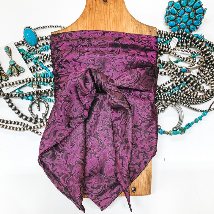 Baroque Wild Rag in Blackberry - Giddy Up Glamour Boutique