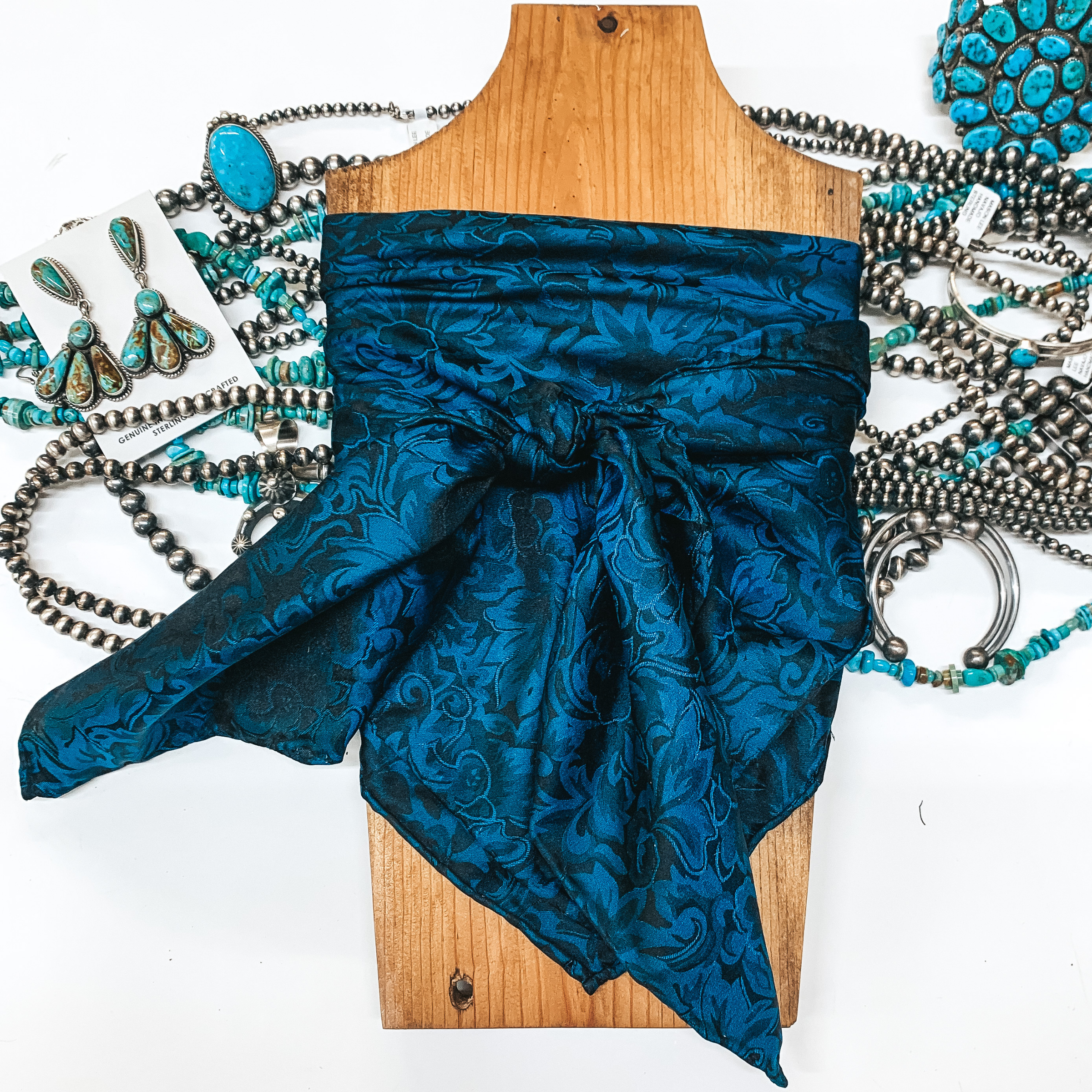 Baroque Wild Rag in Cobalt Blue - Giddy Up Glamour Boutique