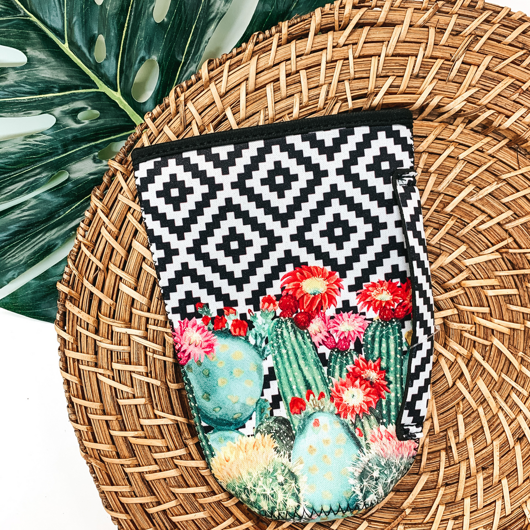 Black and White Cactus Tumbler Drink Sleeve - Giddy Up Glamour Boutique