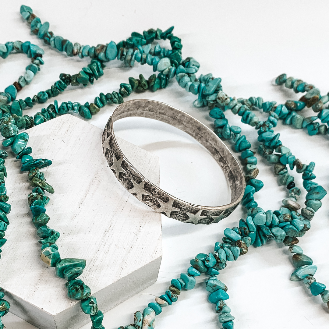 Silver Bangle with Stars - Giddy Up Glamour Boutique