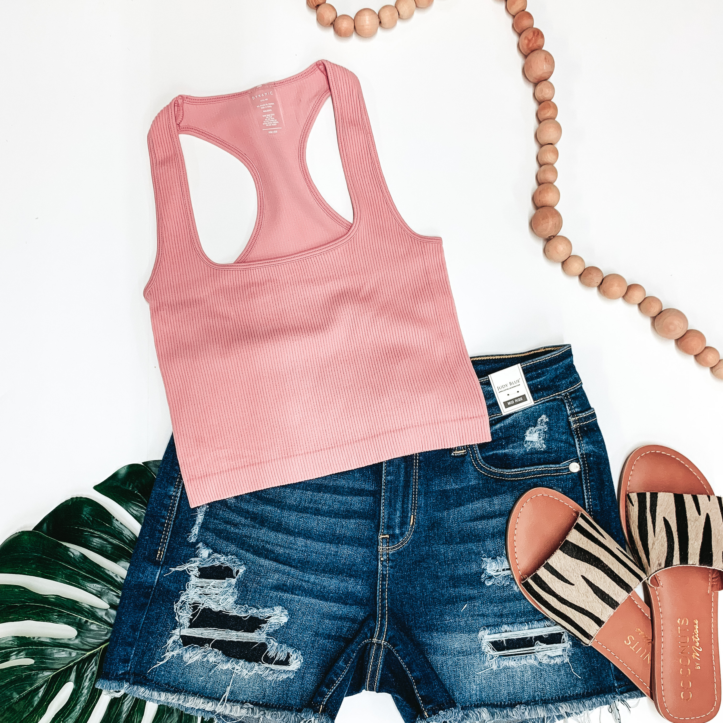 Cute and Casual Ribbed Square Neck Cropped Tank Top in Coral Pink - Giddy Up Glamour Boutique