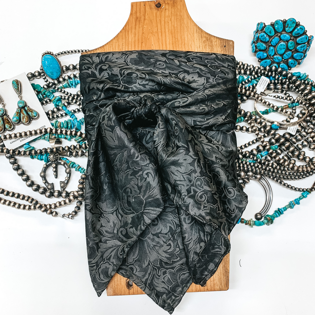 Baroque Wild Rag in Ash Grey - Giddy Up Glamour Boutique