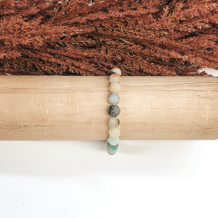 Multicolored Marble Beaded Bracelet with Gold Lightning Bolt Pendant - Giddy Up Glamour Boutique