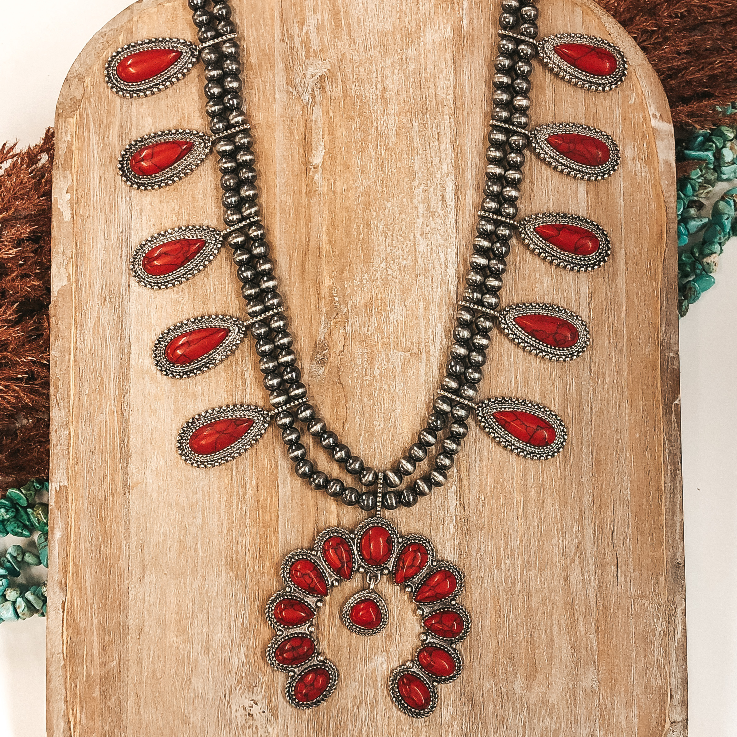 She's Gone Country Necklace in Red - Giddy Up Glamour Boutique