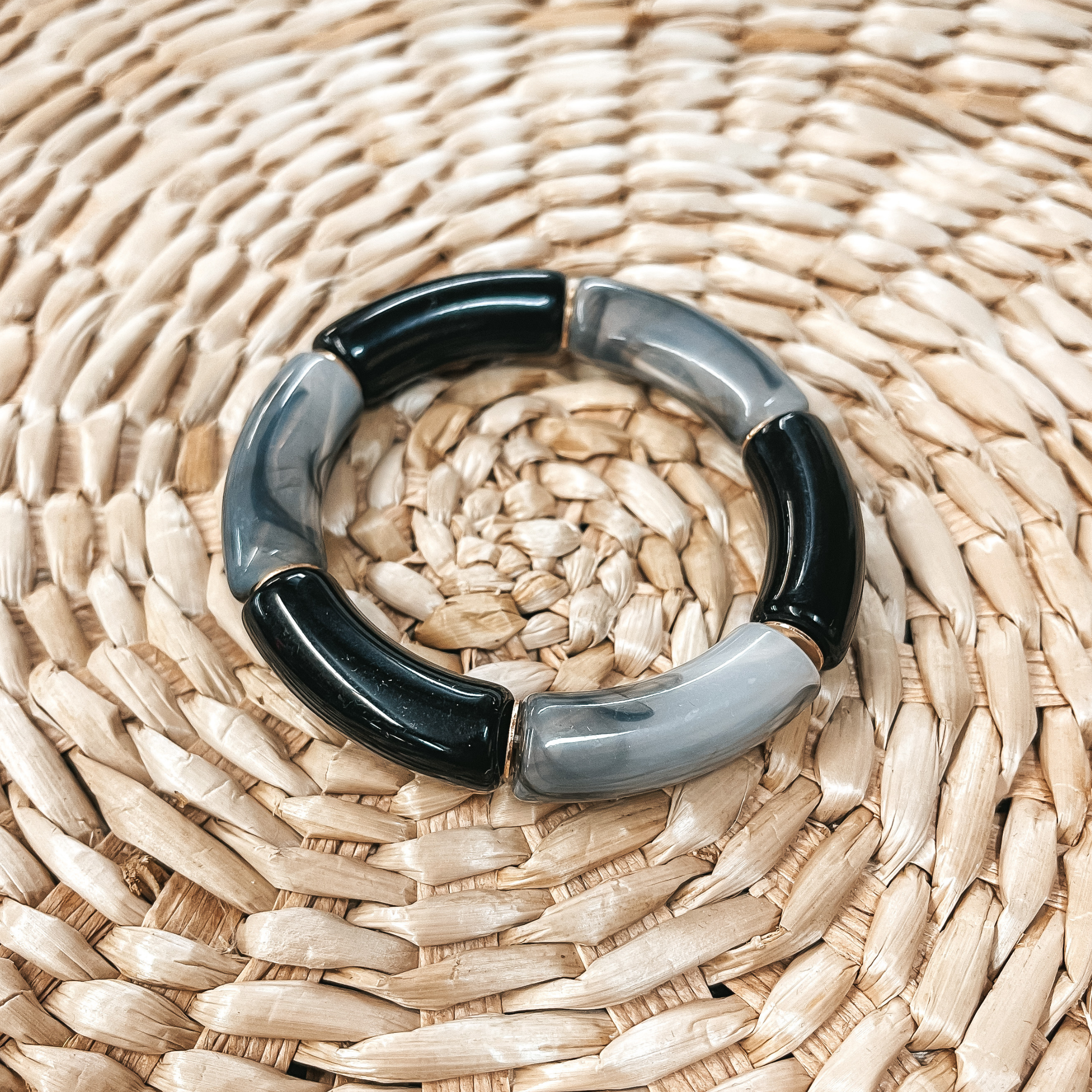 Pink Panache | Set of Three | Chunky Tube Bangles in Black - Giddy Up Glamour Boutique