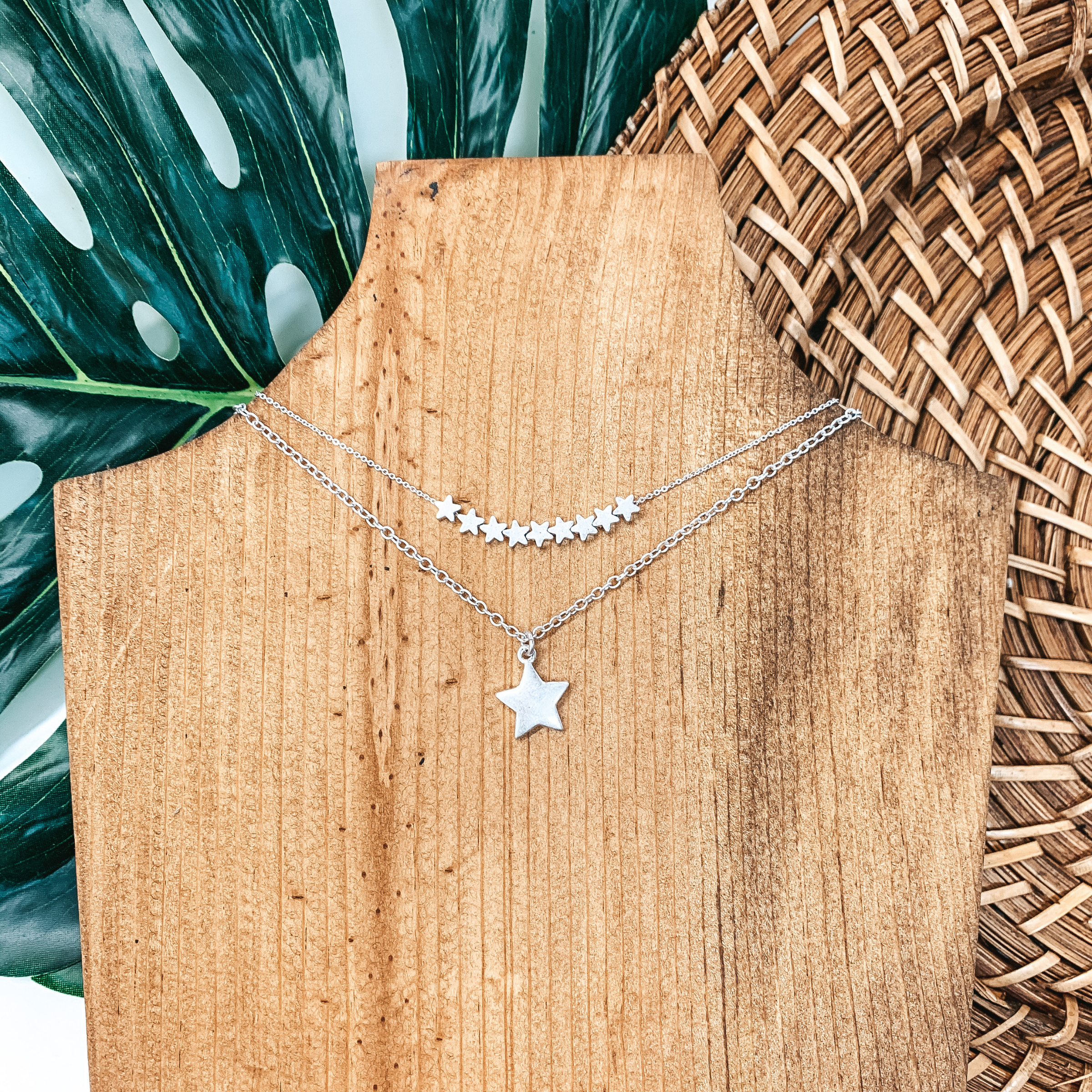 Layered Silver Star Necklace - Giddy Up Glamour Boutique