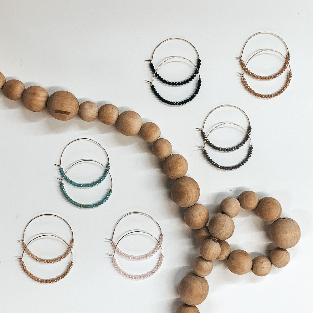 Bubbly Bliss Gold Hoops in Grey - Giddy Up Glamour Boutique