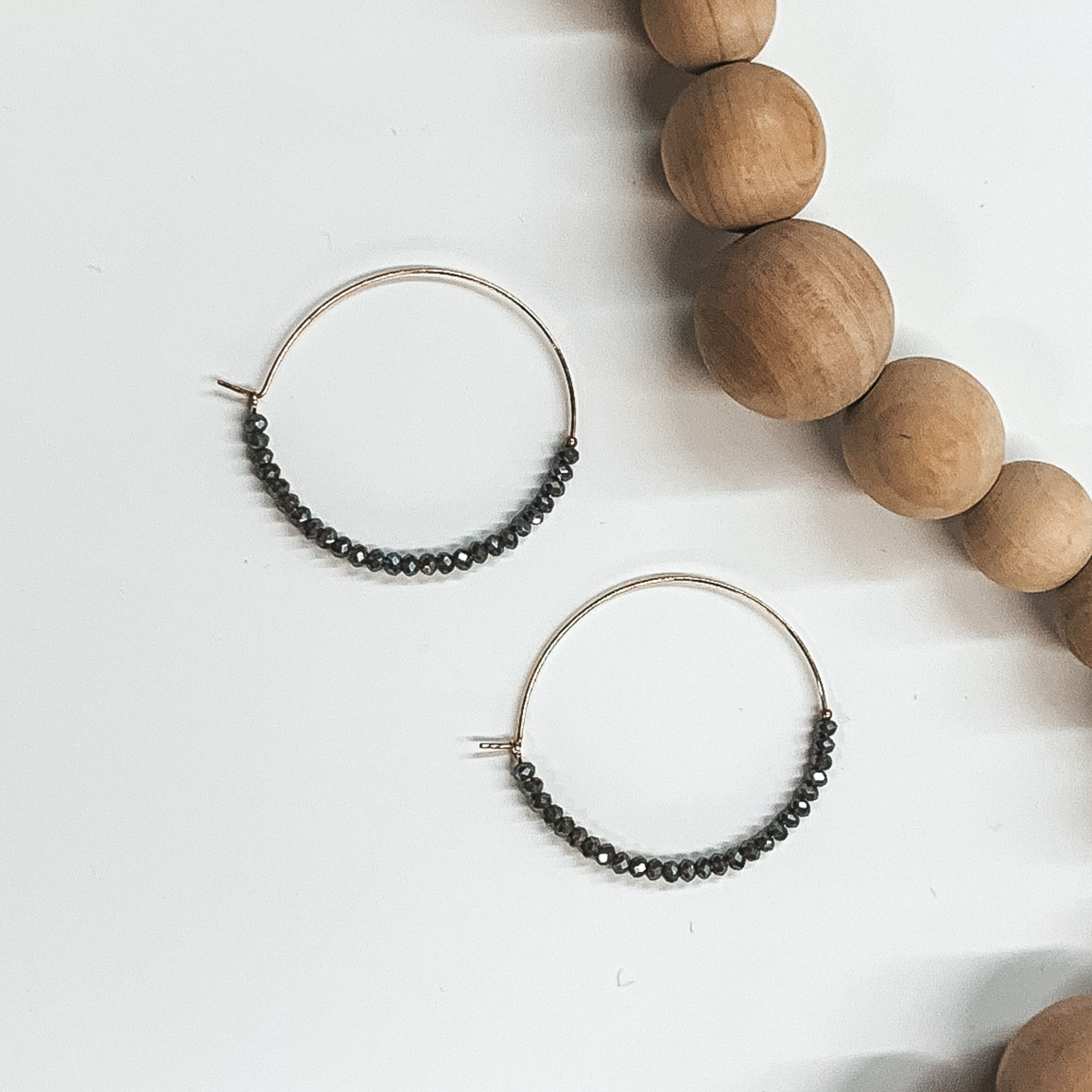 Bubbly Bliss Gold Hoops in Black - Giddy Up Glamour Boutique