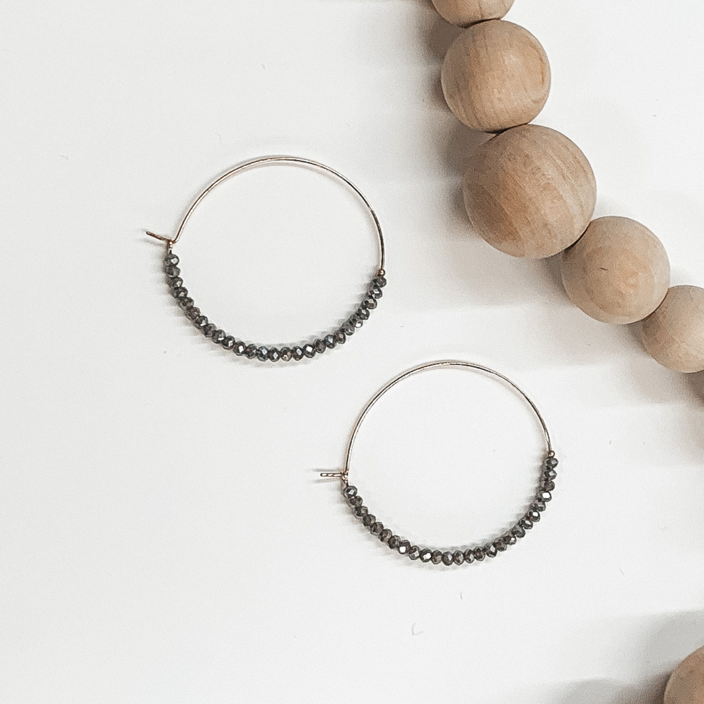Bubbly Bliss Gold Hoops in Grey - Giddy Up Glamour Boutique