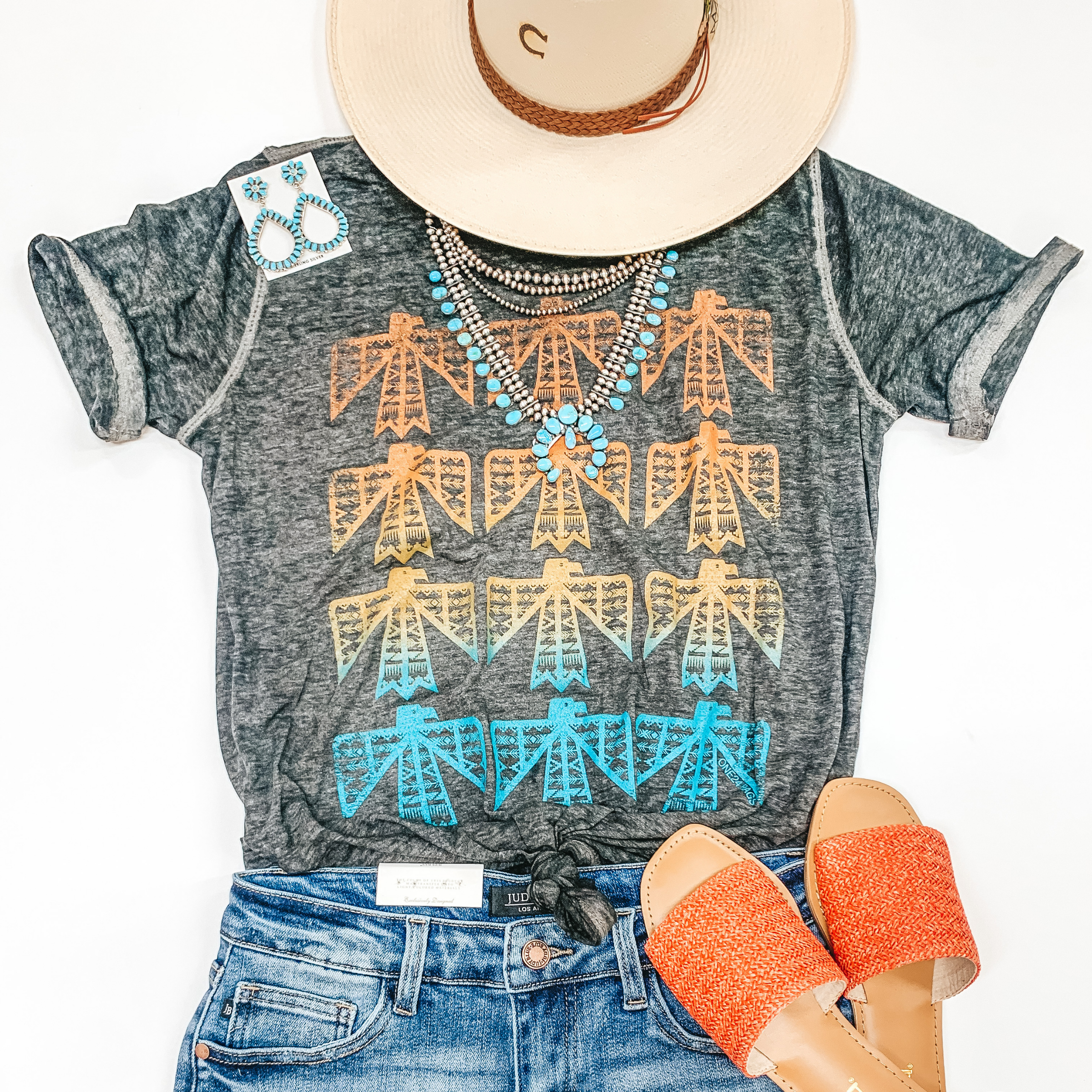The Winnebago Thunderbird Wave Short Sleeve Graphic Tee in Charcoal Grey - Giddy Up Glamour Boutique