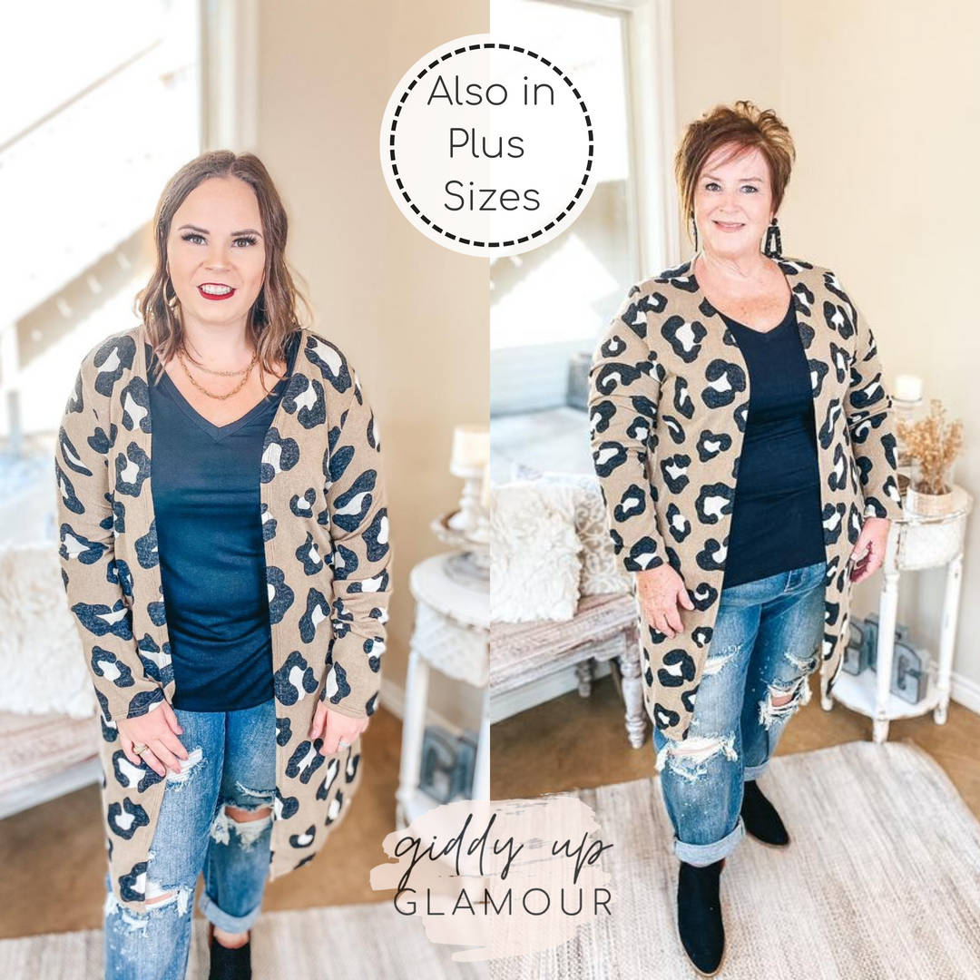 Keeping The Pace Large Leopard Print Cardigan in Taupe - Giddy Up Glamour Boutique