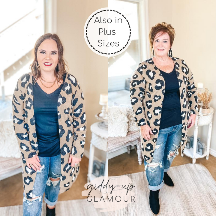 Keeping The Pace Large Leopard Print Cardigan in Taupe - Giddy Up Glamour Boutique