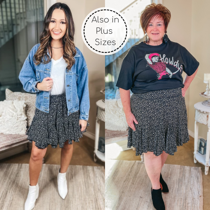 Newest Views Small Leopard Ruffle Skirt in Black - Giddy Up Glamour Boutique