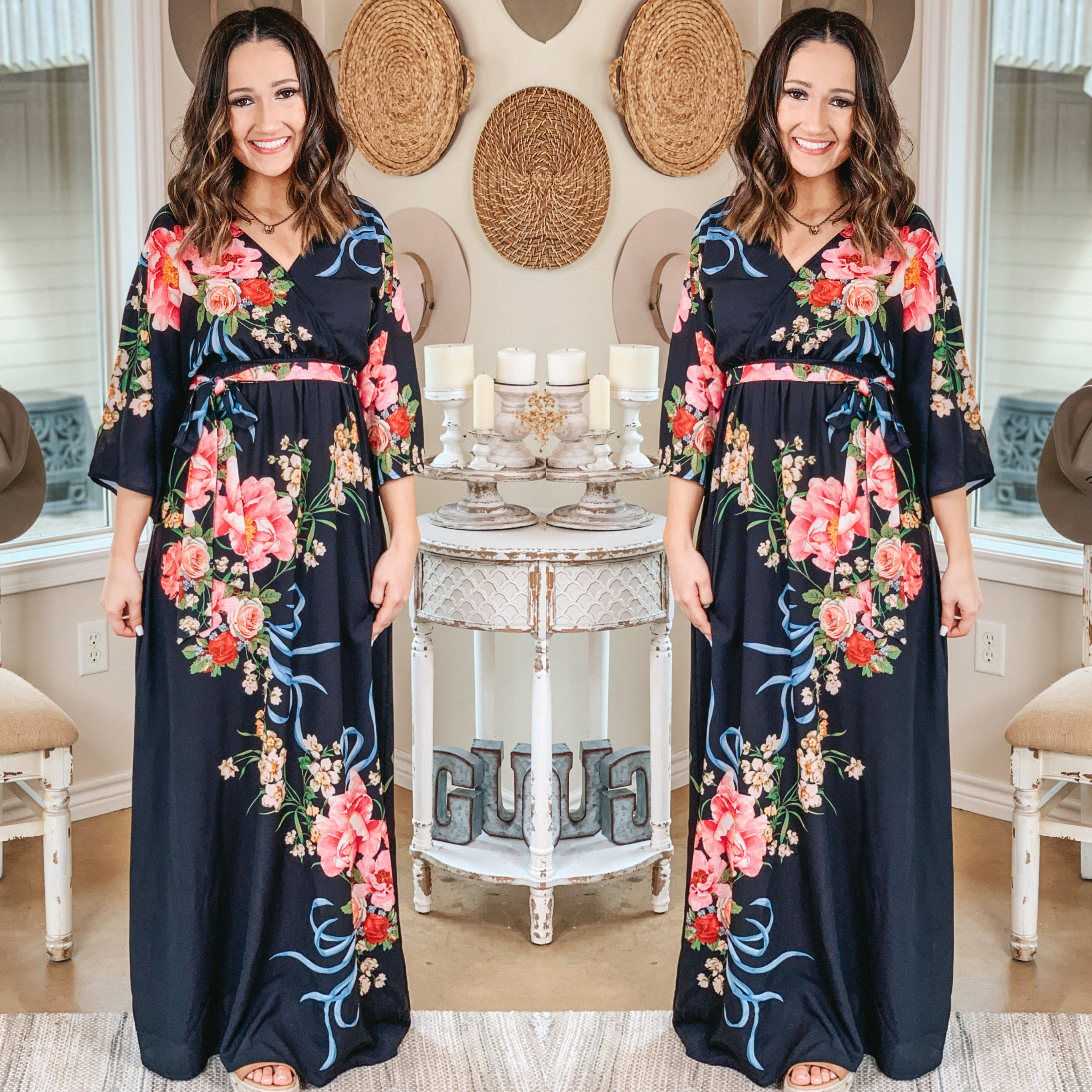 Last Chance Size Small | Dream In Color Floral Print Maxi Dress in Black - Giddy Up Glamour Boutique