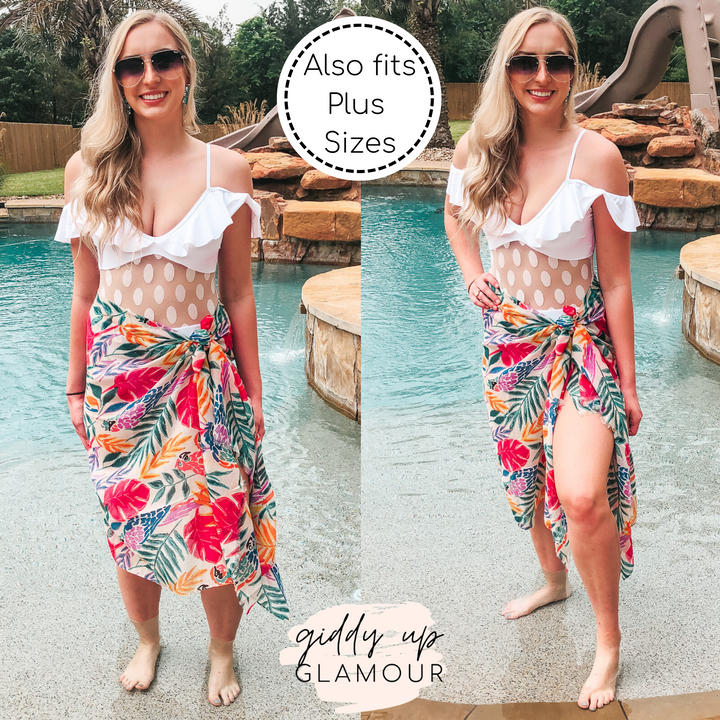 Wrapped Around You Tropical Floral Sarong in Pink - Giddy Up Glamour Boutique