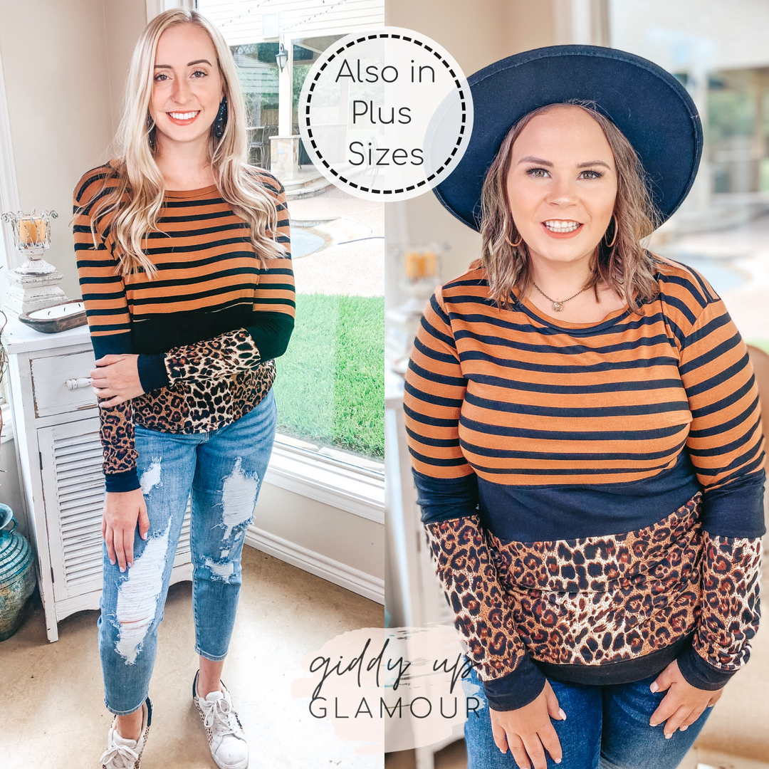 In Your Future Long Sleeve Print Block Top in Rust Red - Giddy Up Glamour Boutique